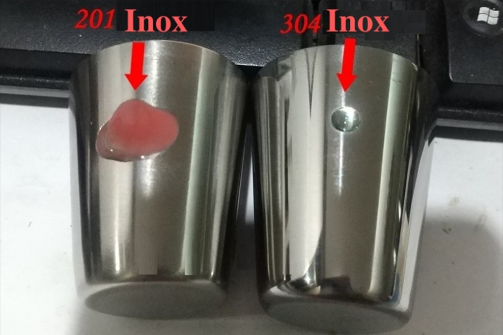 Dùng axit H2SO4/ HCl đặc để nhận biết inox 304