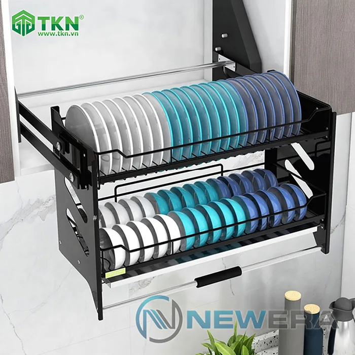 Kệ chén nâng hạ NewEra 900mm inox 304 màu đen NE021.900 1
