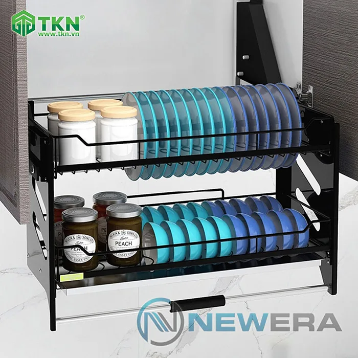 Kệ chén nâng hạ NewEra 900mm inox 304 màu đen NE021.900 2