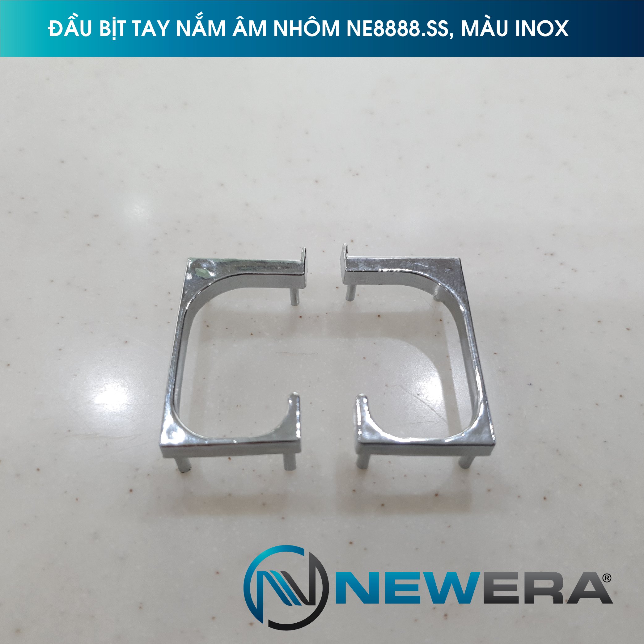Đầu bịt tay nắm âm màu inox trắng sang trọng NE8888.SS