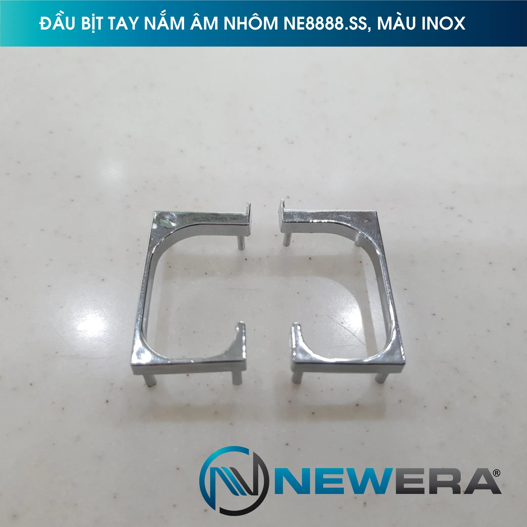 Đầu bịt tay nắm âm màu inox trắng sang trọng NE8888.SS