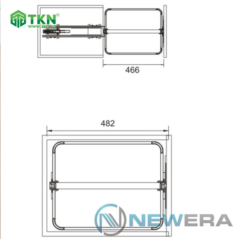 Tủ đồ khô NewEra cánh kéo inox hộp 304 6 tầng 6 rổ NE566.400 11