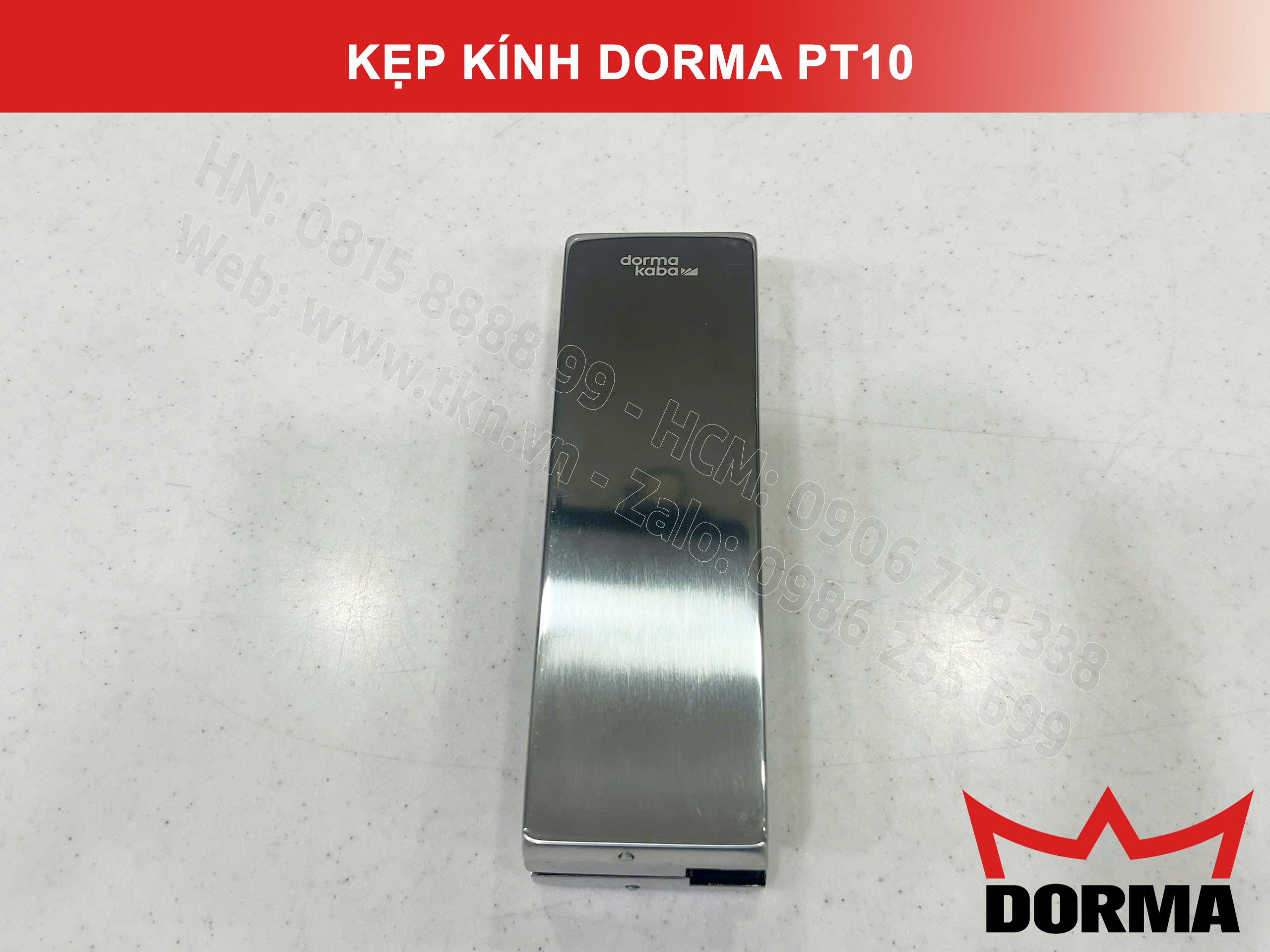 Kẹp kính bản lề sàn Dorma inox cao cấp dài 164mm PT10 12