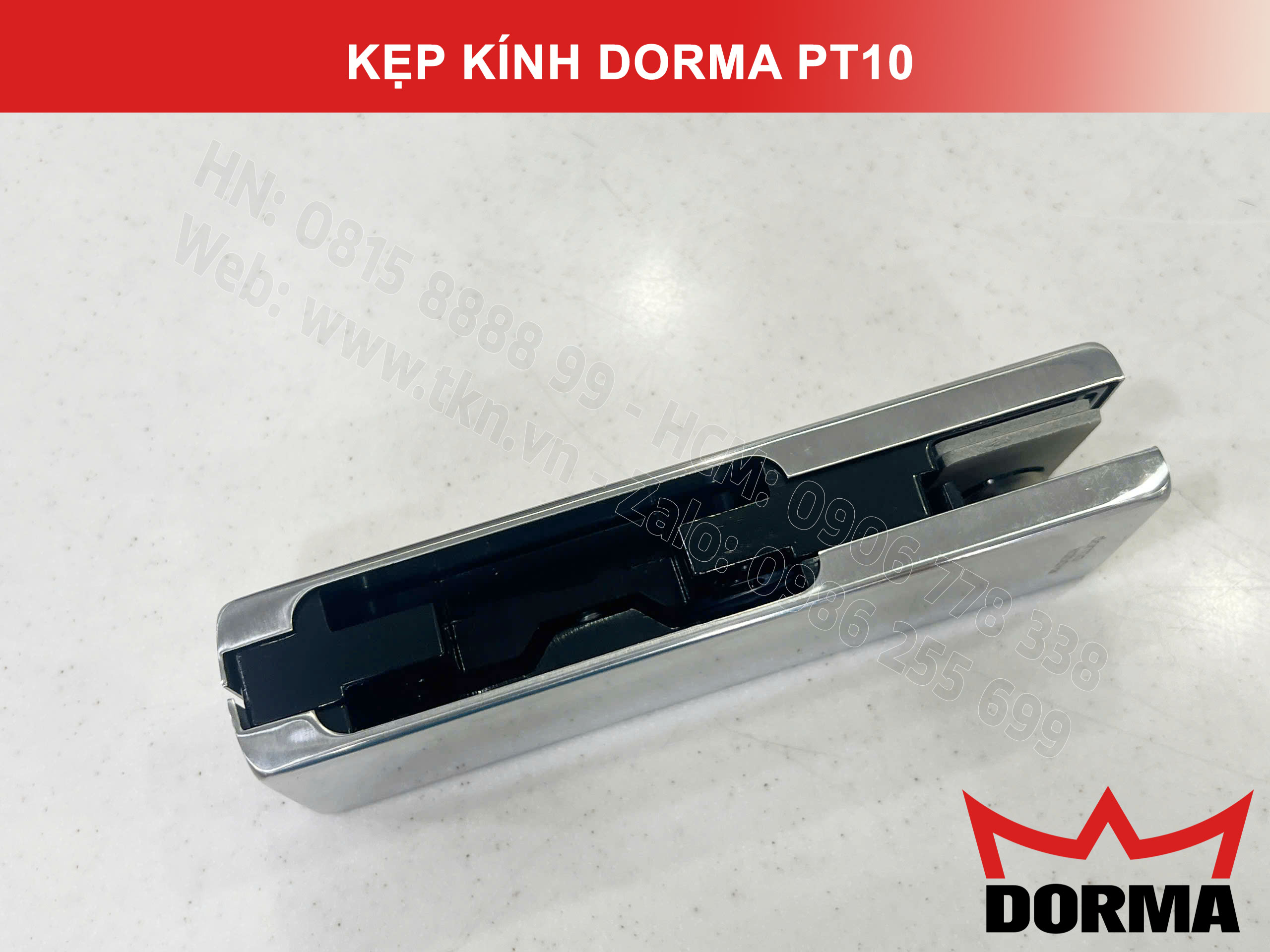 Kẹp kính bản lề sàn Dorma inox cao cấp dài 164mm PT10 11