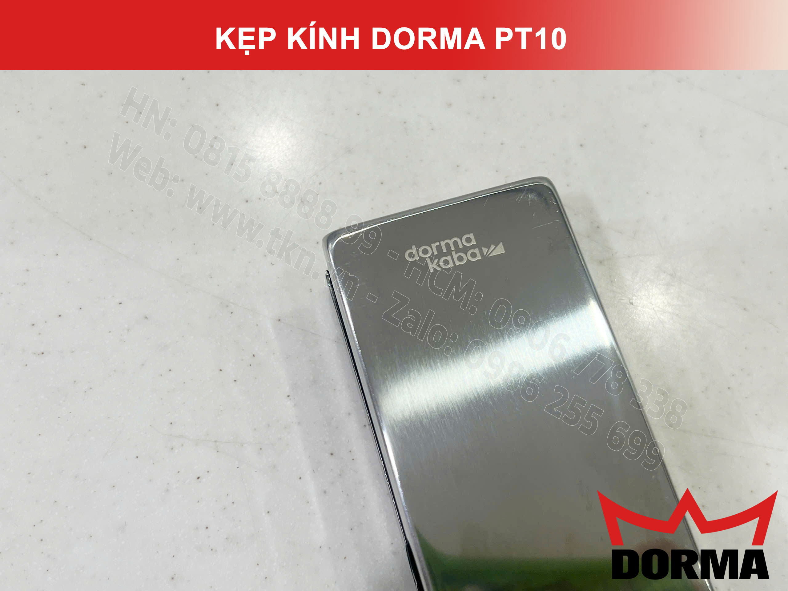 Kẹp kính bản lề sàn Dorma inox cao cấp dài 164mm PT10 15