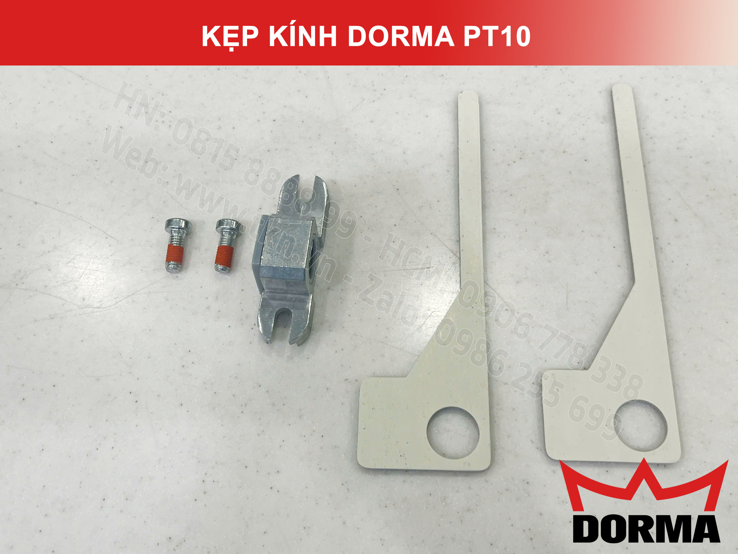 Kẹp kính bản lề sàn Dorma inox cao cấp dài 164mm PT10 16