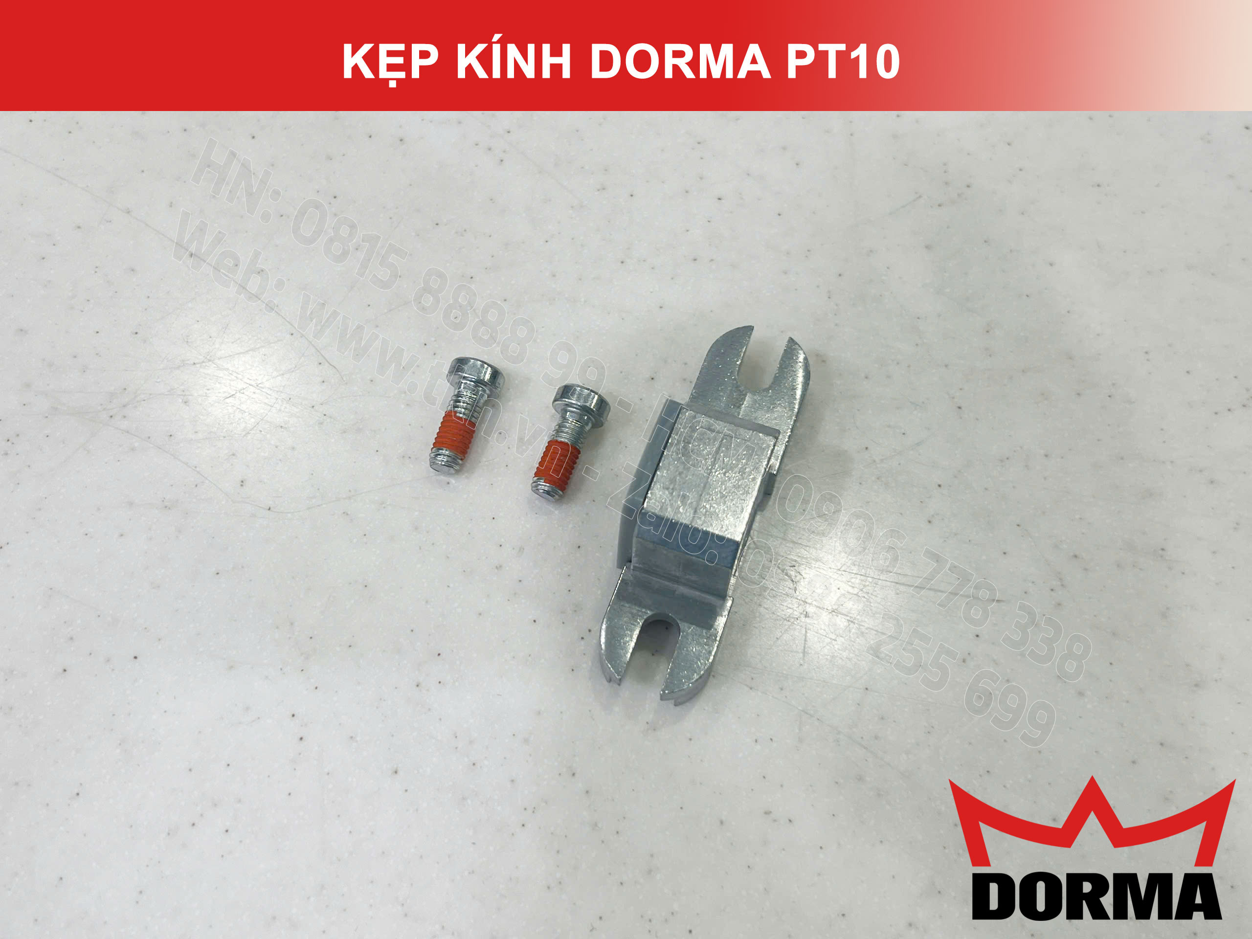 Kẹp kính bản lề sàn Dorma inox cao cấp dài 164mm PT10 18
