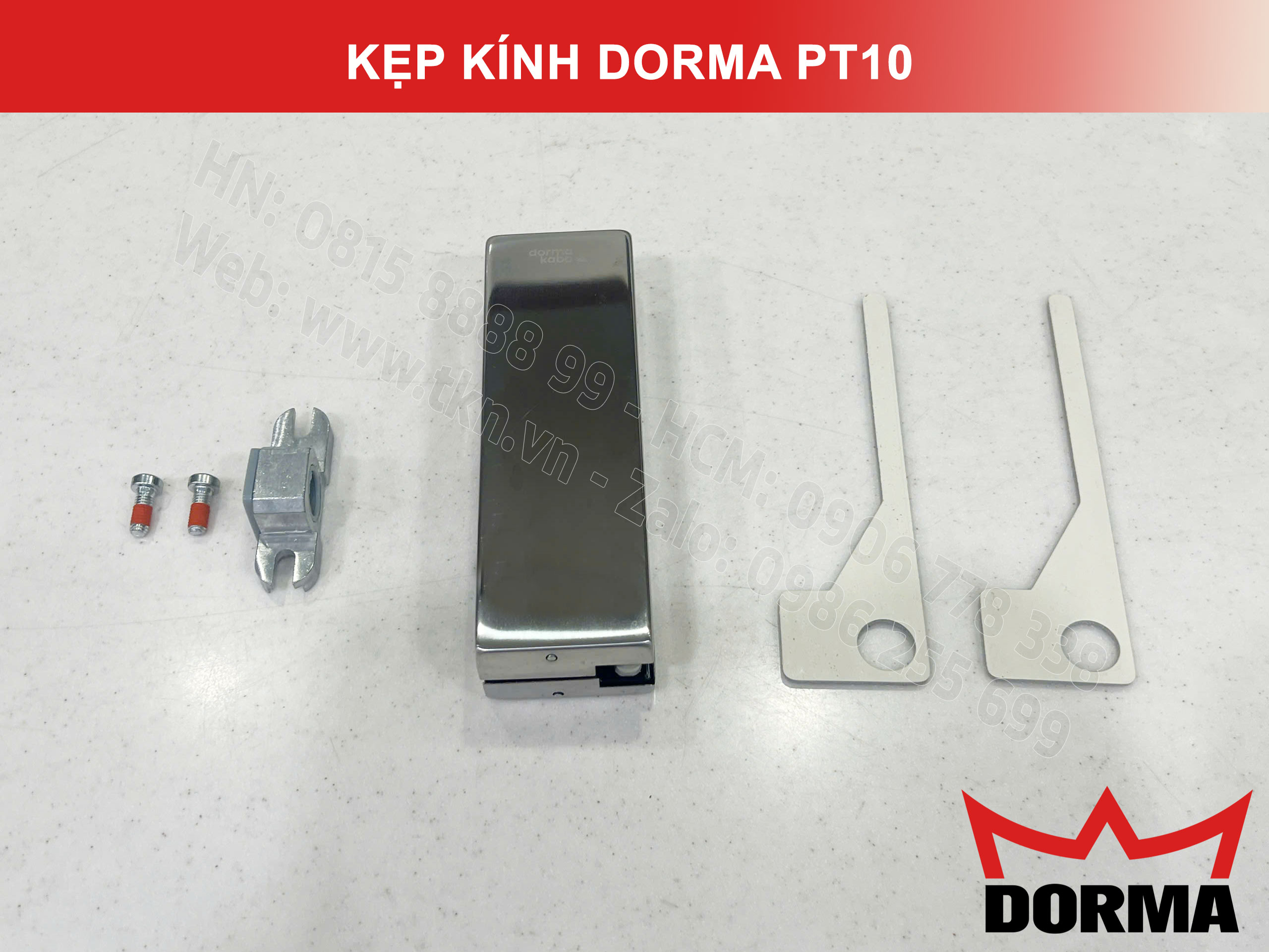 Kẹp kính bản lề sàn Dorma inox cao cấp dài 164mm PT10 5