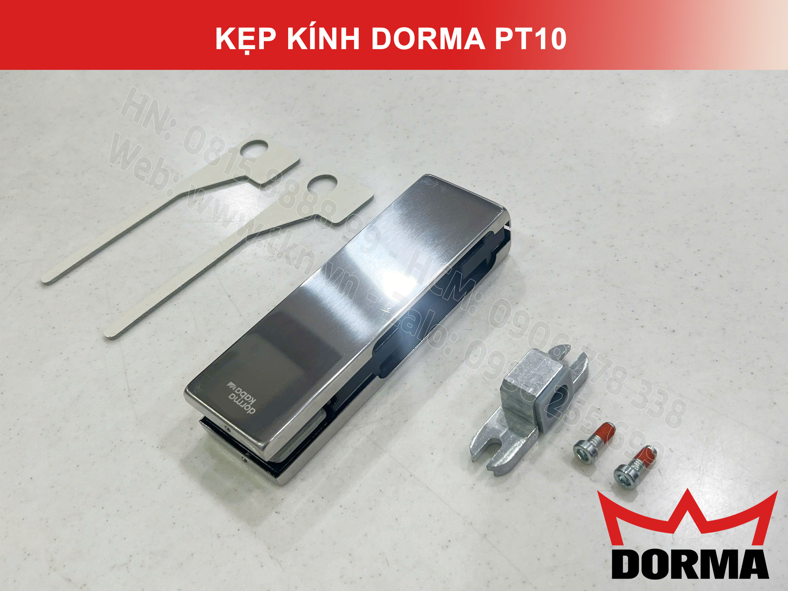 Kẹp kính bản lề sàn Dorma inox cao cấp dài 164mm PT10 3