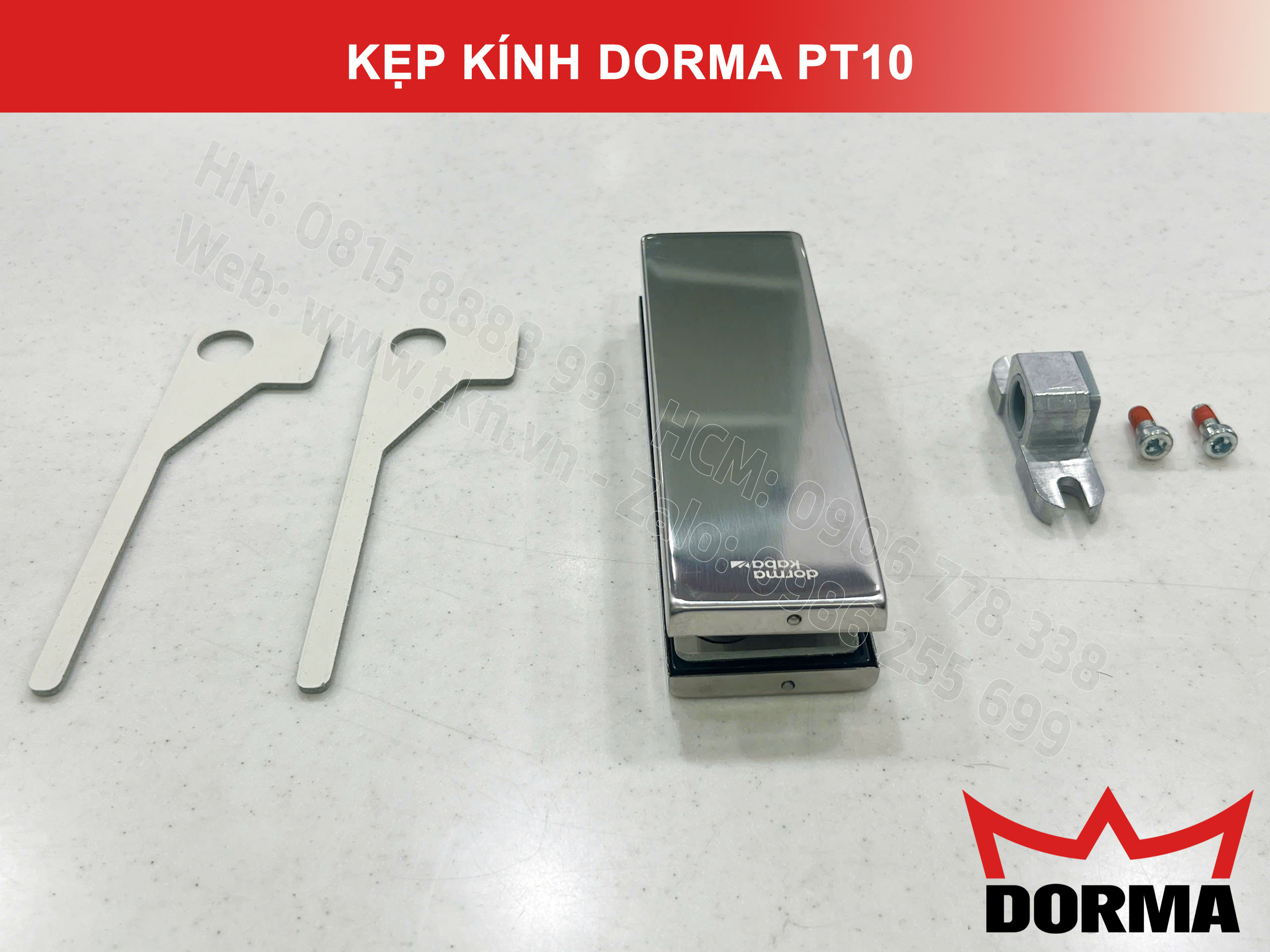Kẹp kính bản lề sàn Dorma inox cao cấp dài 164mm PT10 2
