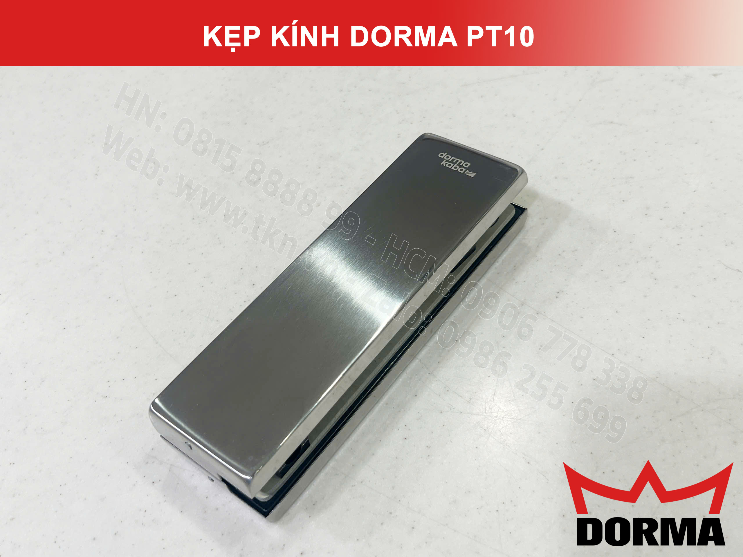 Kẹp kính bản lề sàn Dorma inox cao cấp dài 164mm PT10 13