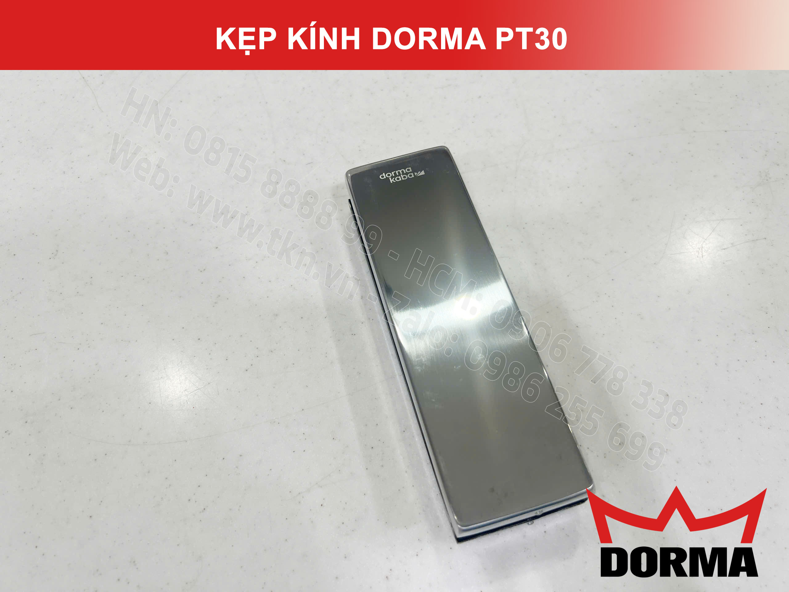 Kẹp kính bản lề sàn Dorma inox cao cấp dài 164mm PT30 13