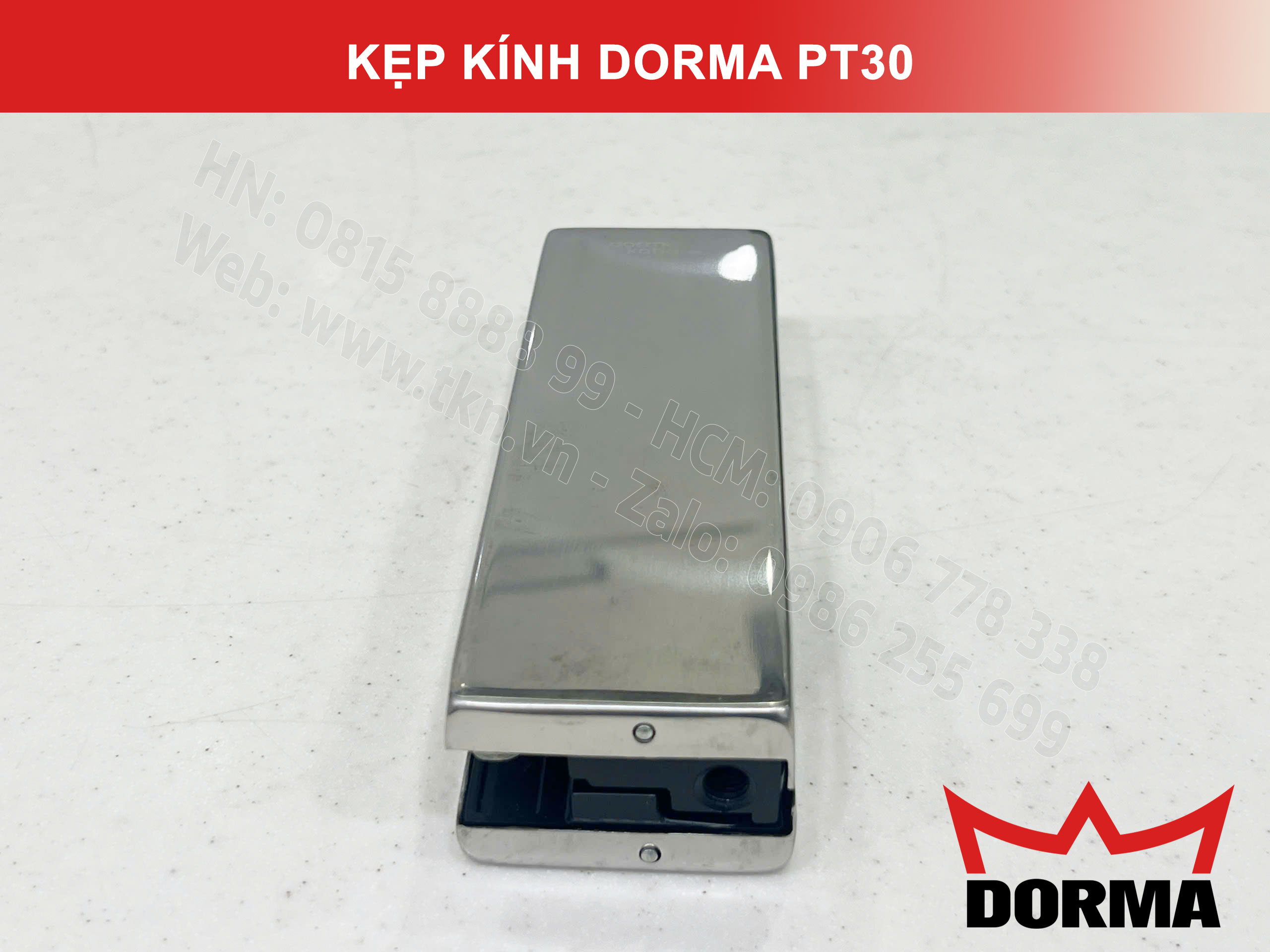 Kẹp kính bản lề sàn Dorma inox cao cấp dài 164mm PT30 9