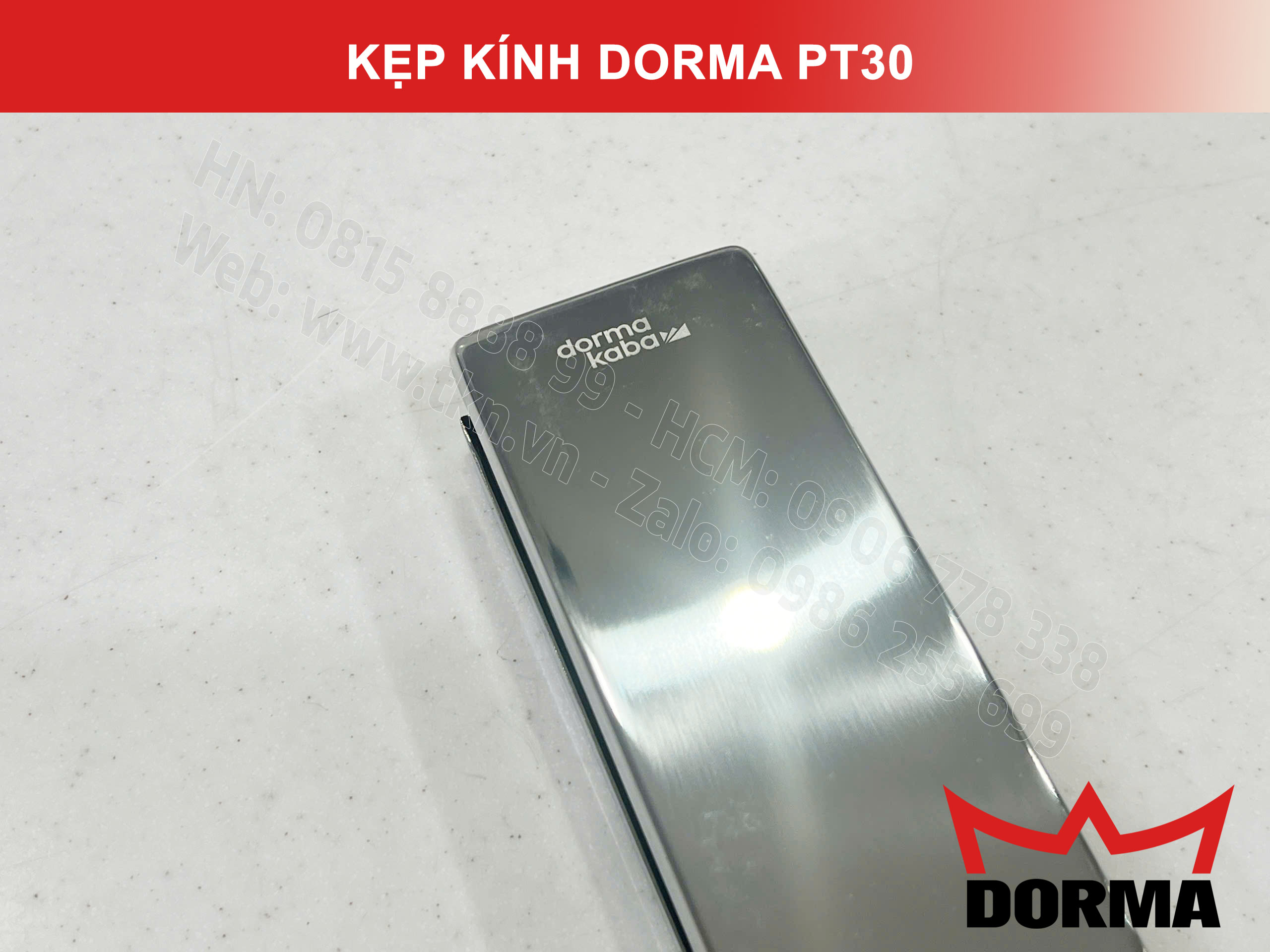 Kẹp kính bản lề sàn Dorma inox cao cấp dài 164mm PT30 14
