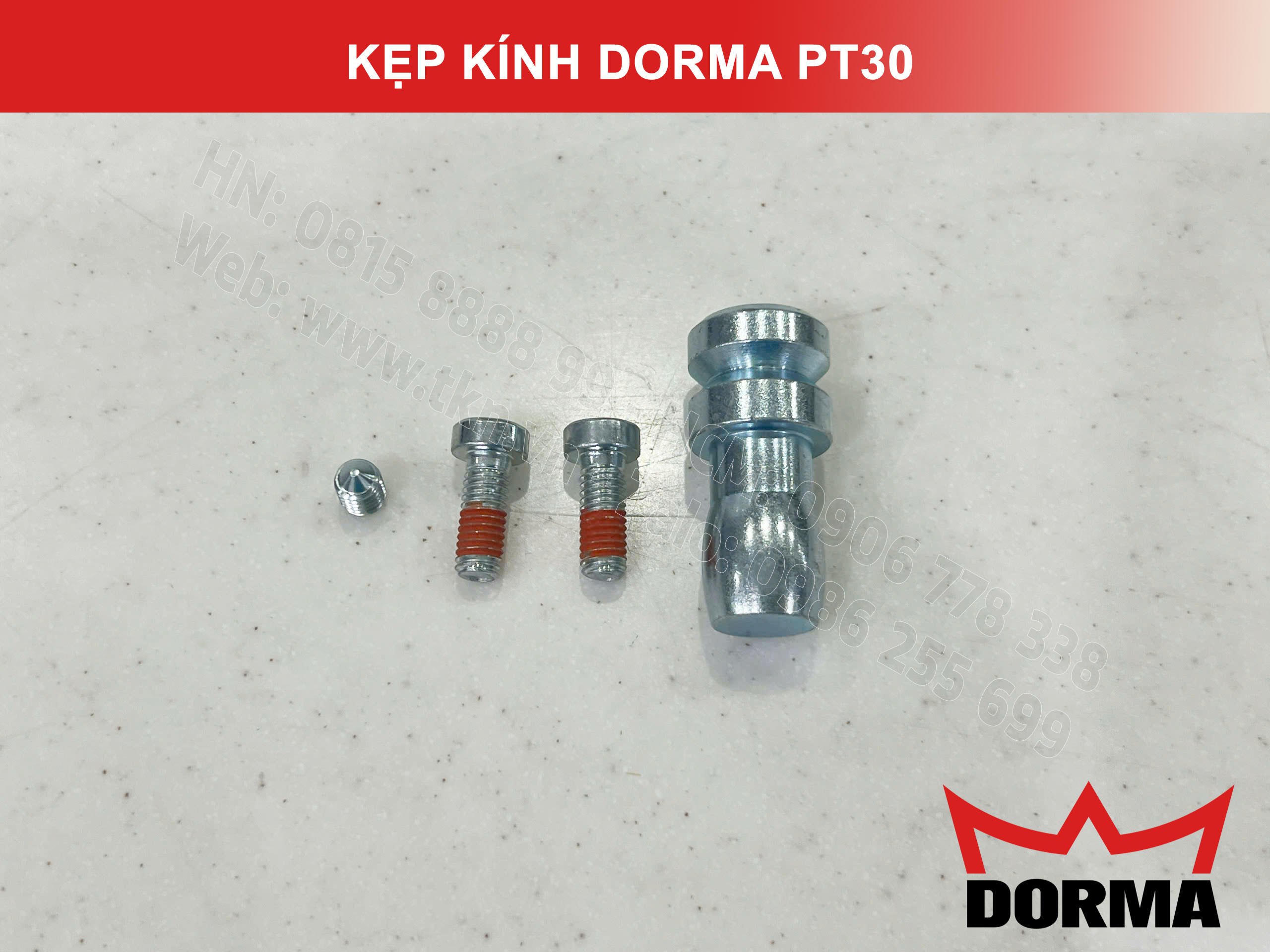 Kẹp kính bản lề sàn Dorma inox cao cấp dài 164mm PT30 16