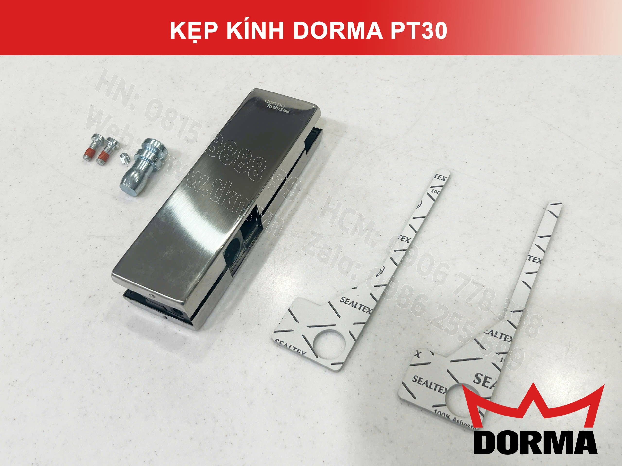 Kẹp kính bản lề sàn Dorma inox cao cấp dài 164mm PT30 1