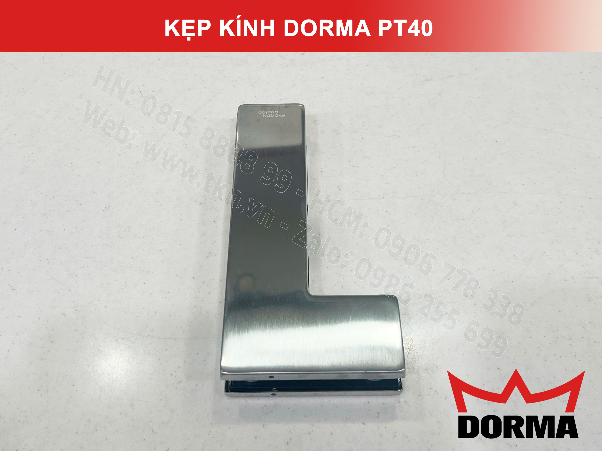 Kẹp kính bản lề sàn Dorma inox 304 dài 218mm PT40 9