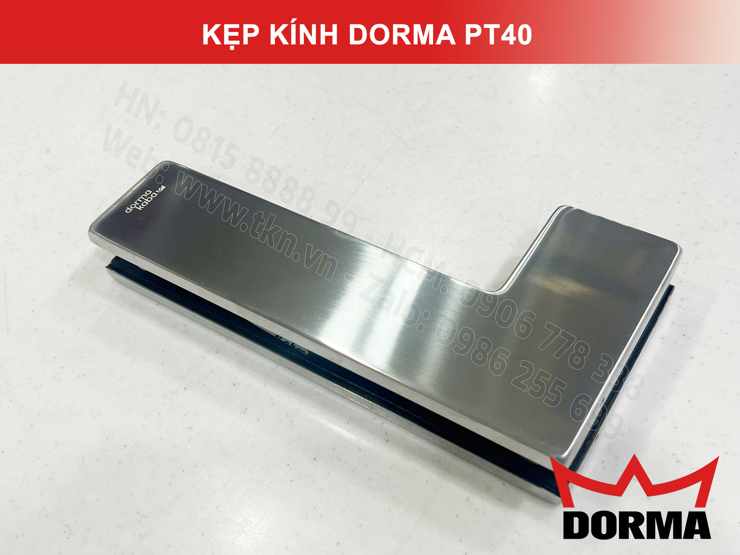 Kẹp kính bản lề sàn Dorma inox 304 dài 218mm PT40 7