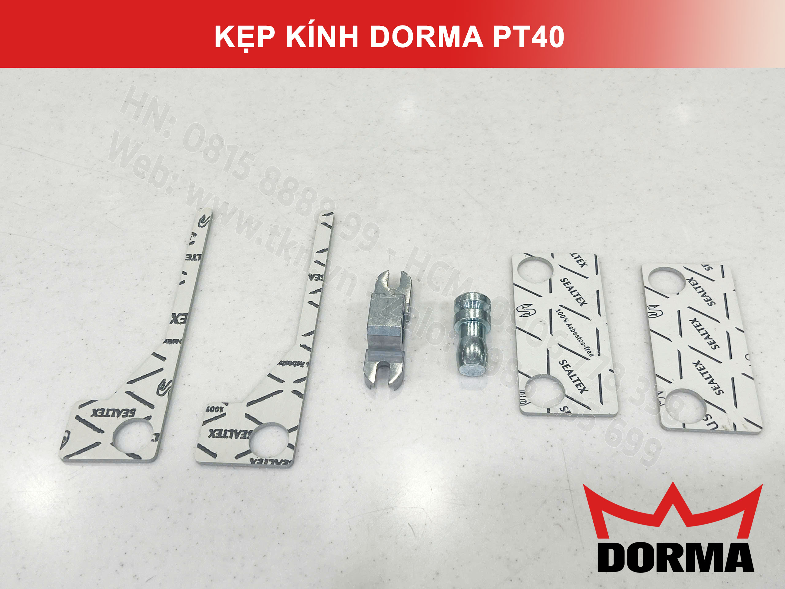 Kẹp kính bản lề sàn Dorma inox 304 dài 218mm PT40 13