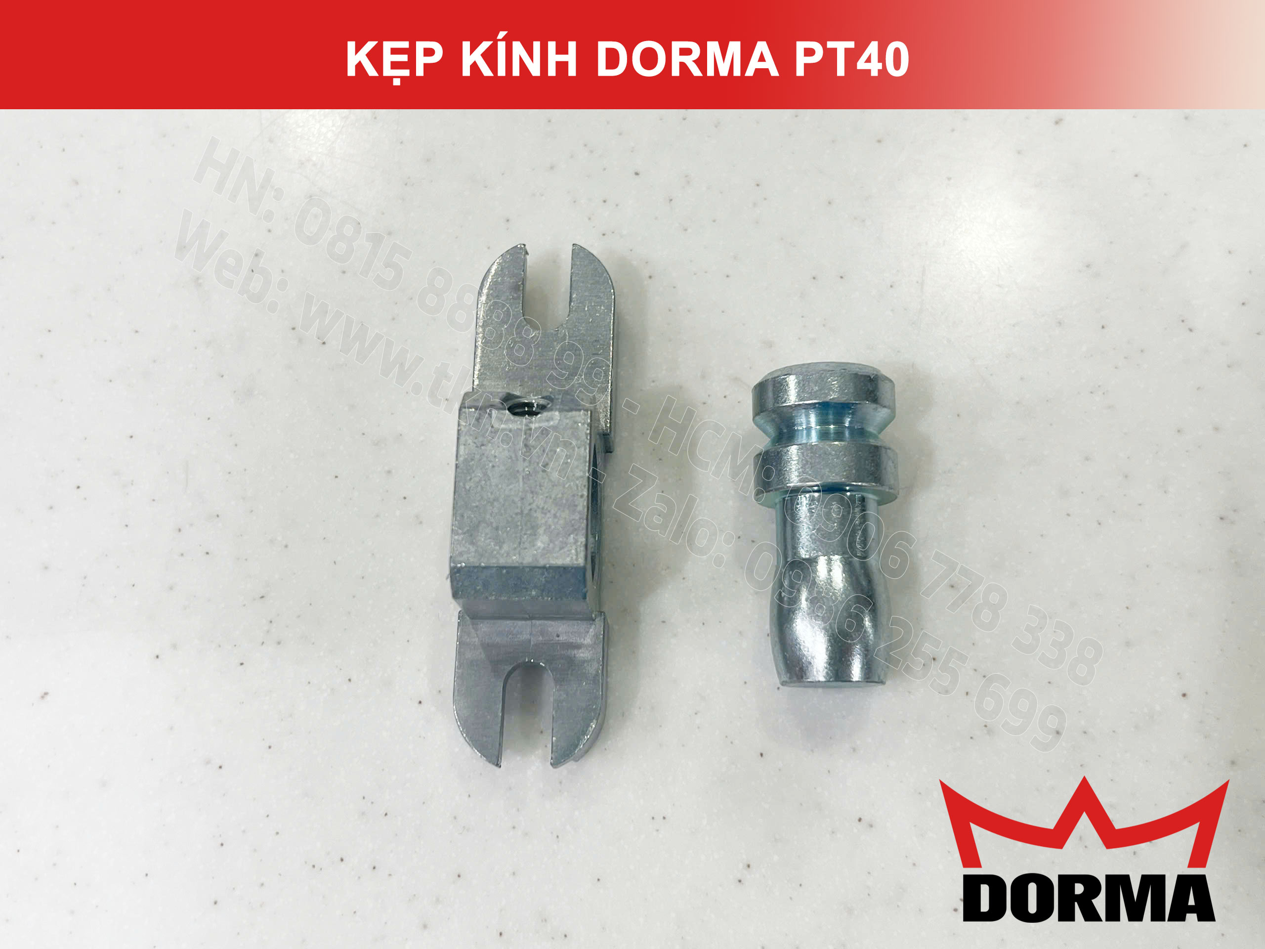 Kẹp kính bản lề sàn Dorma inox 304 dài 218mm PT40 15
