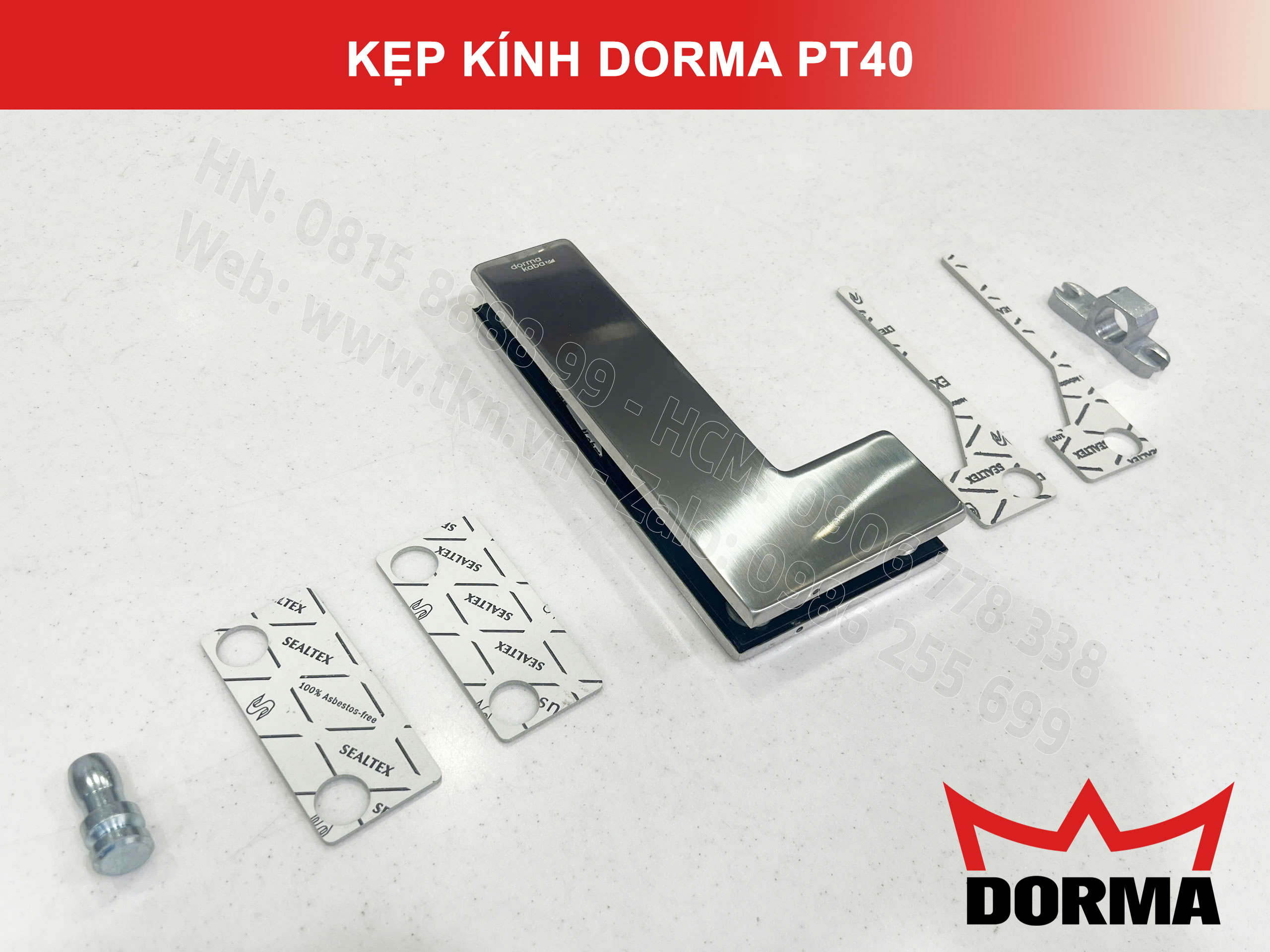 Kẹp kính bản lề sàn Dorma inox 304 dài 218mm PT40 1