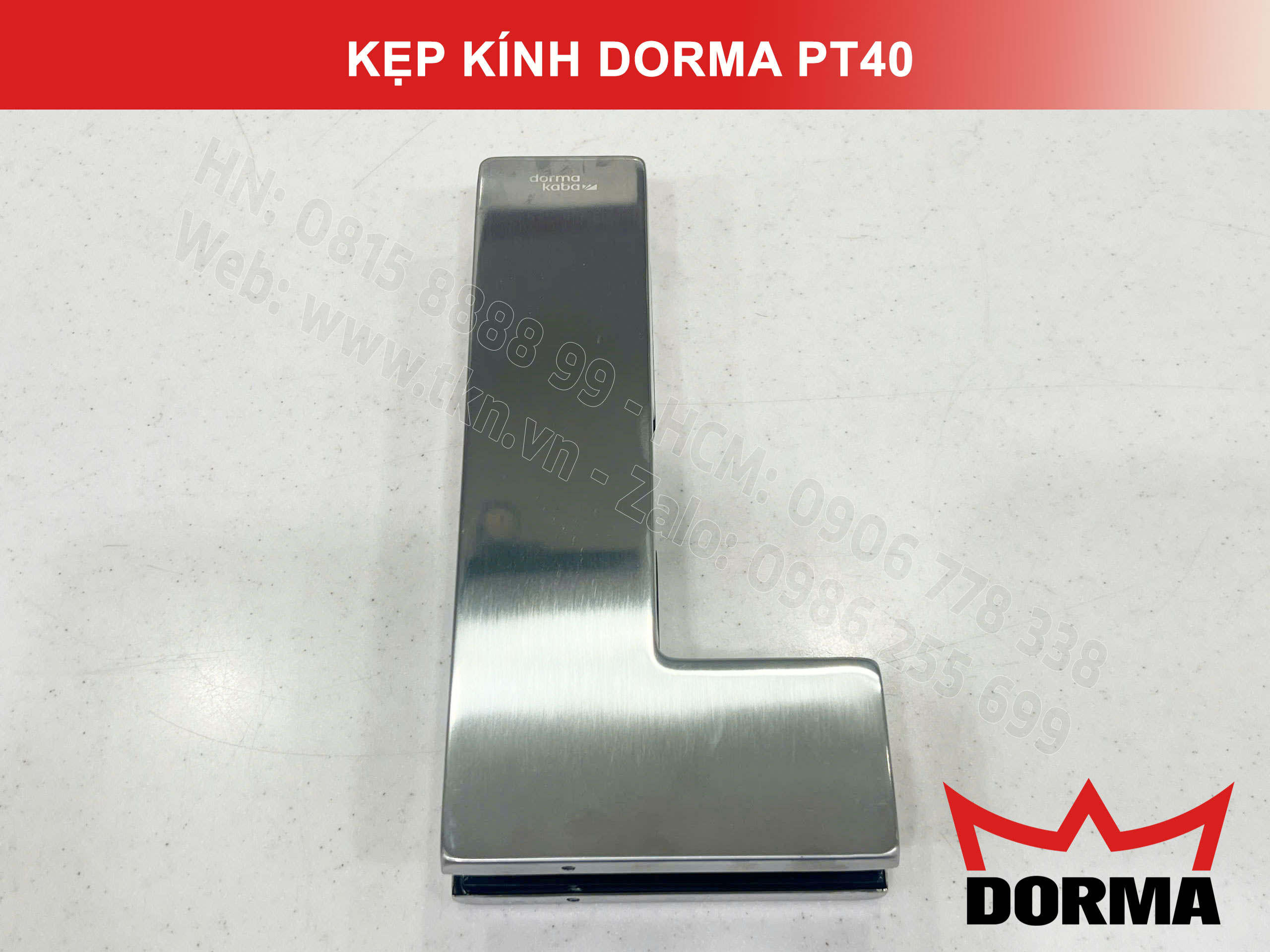 Kẹp kính bản lề sàn Dorma inox 304 dài 218mm PT40 6