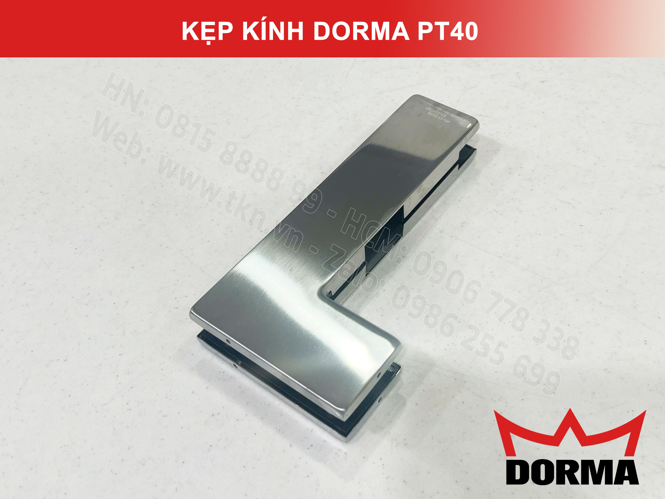 Kẹp kính bản lề sàn Dorma inox 304 dài 218mm PT40 12