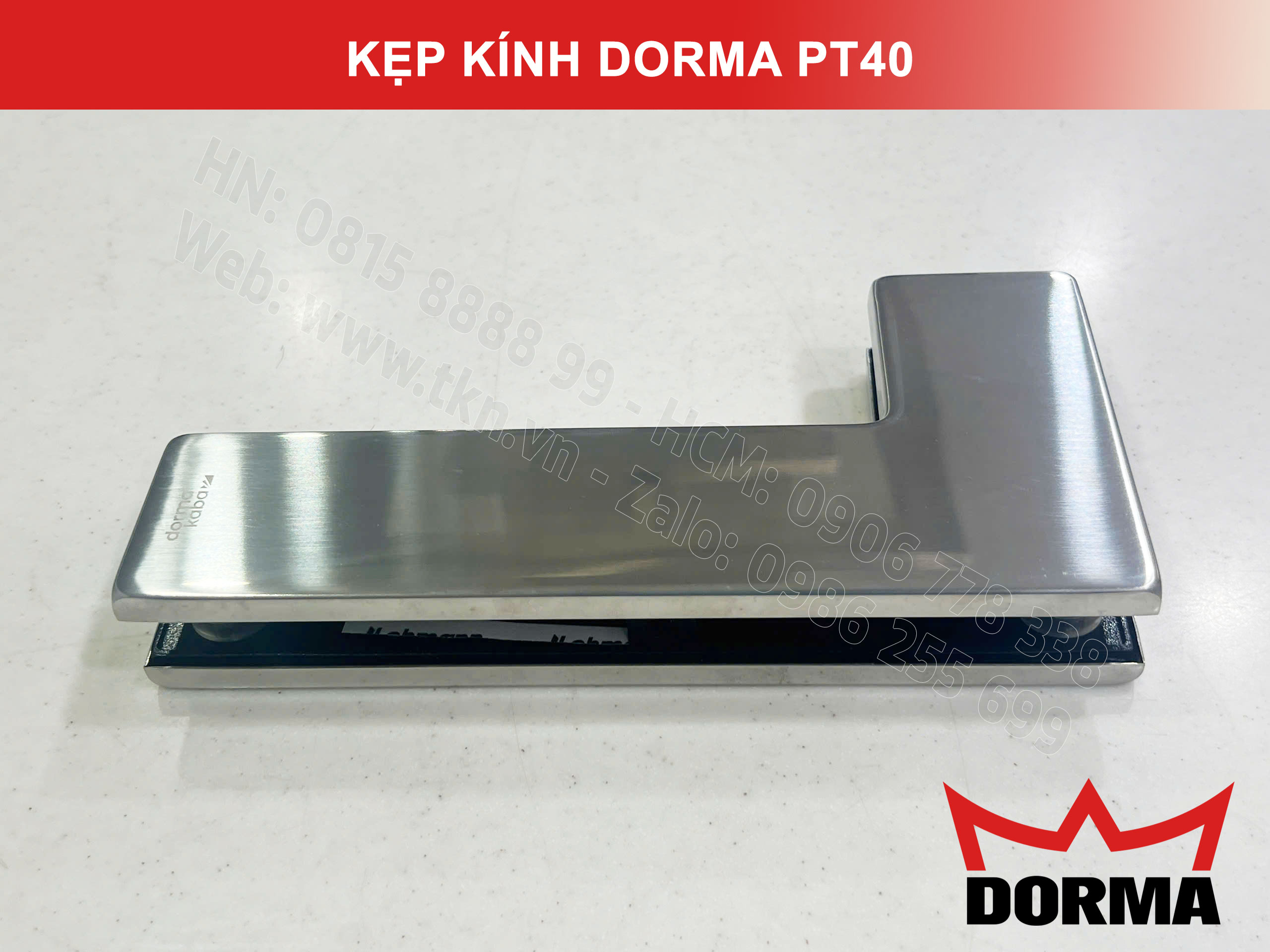 Kẹp kính bản lề sàn Dorma inox 304 dài 218mm PT40 11