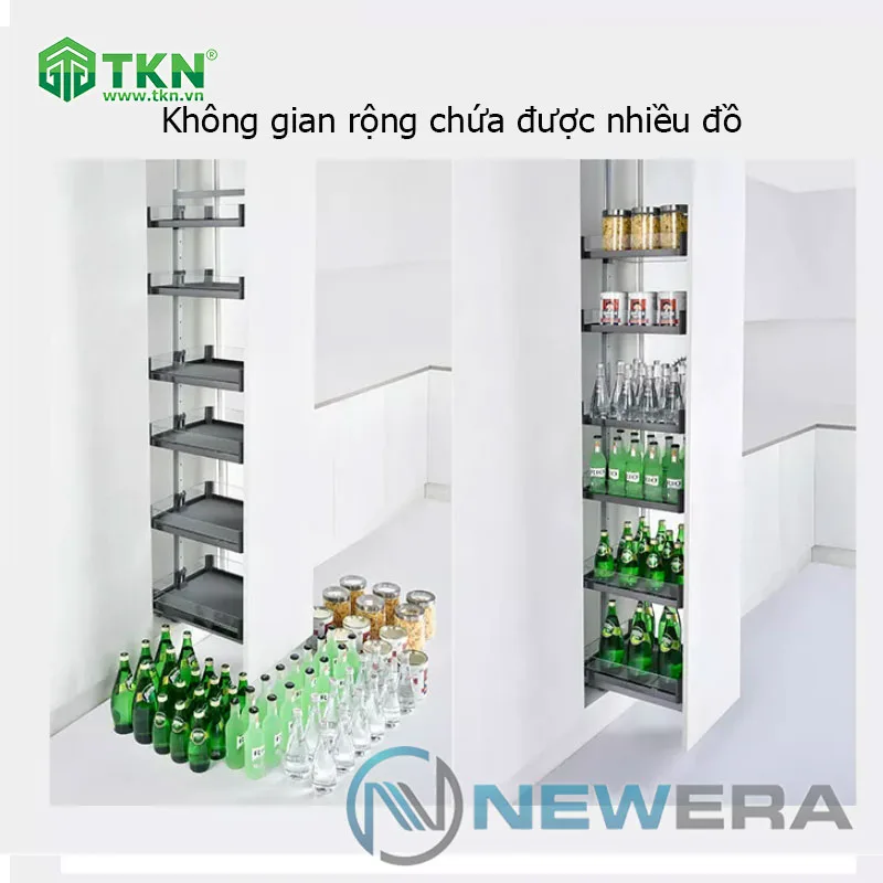 Tủ đồ khô NewEra cánh kéo inox hộp 304 6 tầng 6 rổ NE566.400 6