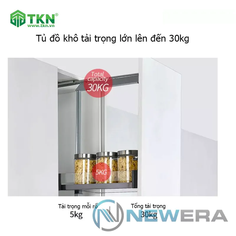 Tủ đồ khô NewEra cánh kéo inox hộp 304 6 tầng 6 rổ NE566.400 10