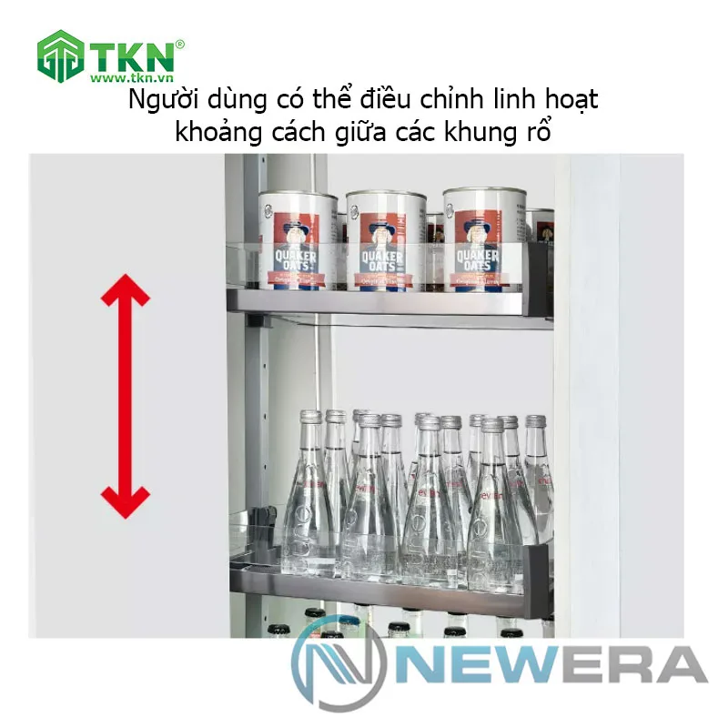Tủ đồ khô NewEra cánh kéo inox hộp 304 6 tầng 6 rổ NE566.400 8