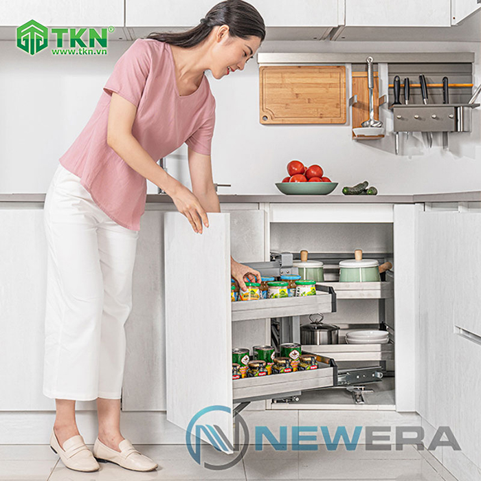 Giá góc tủ bếp liên hoàn NewEra inox hộp 304 NE455.900ML 6