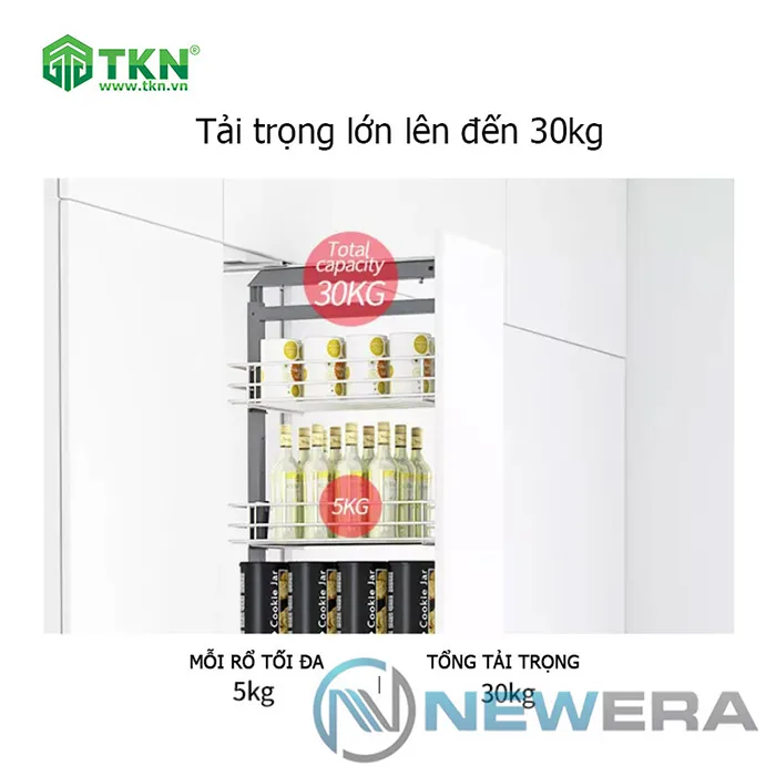 Tủ đồ khô NewEra cánh kéo inox nan 304 6 tầng 6 rổ NE666.400 9