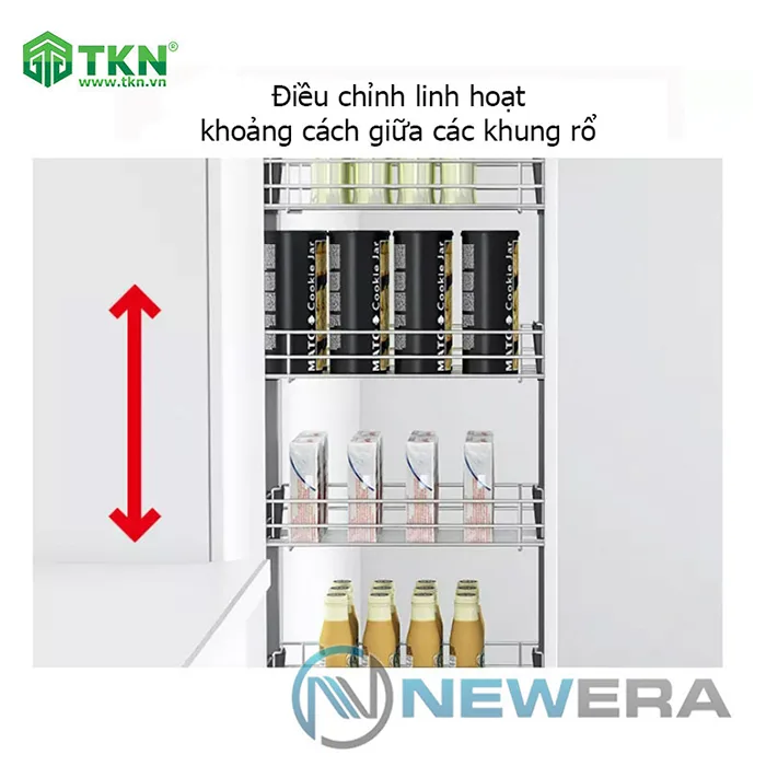Tủ đồ khô NewEra cánh kéo inox nan 304 6 tầng 6 rổ NE666.400 10