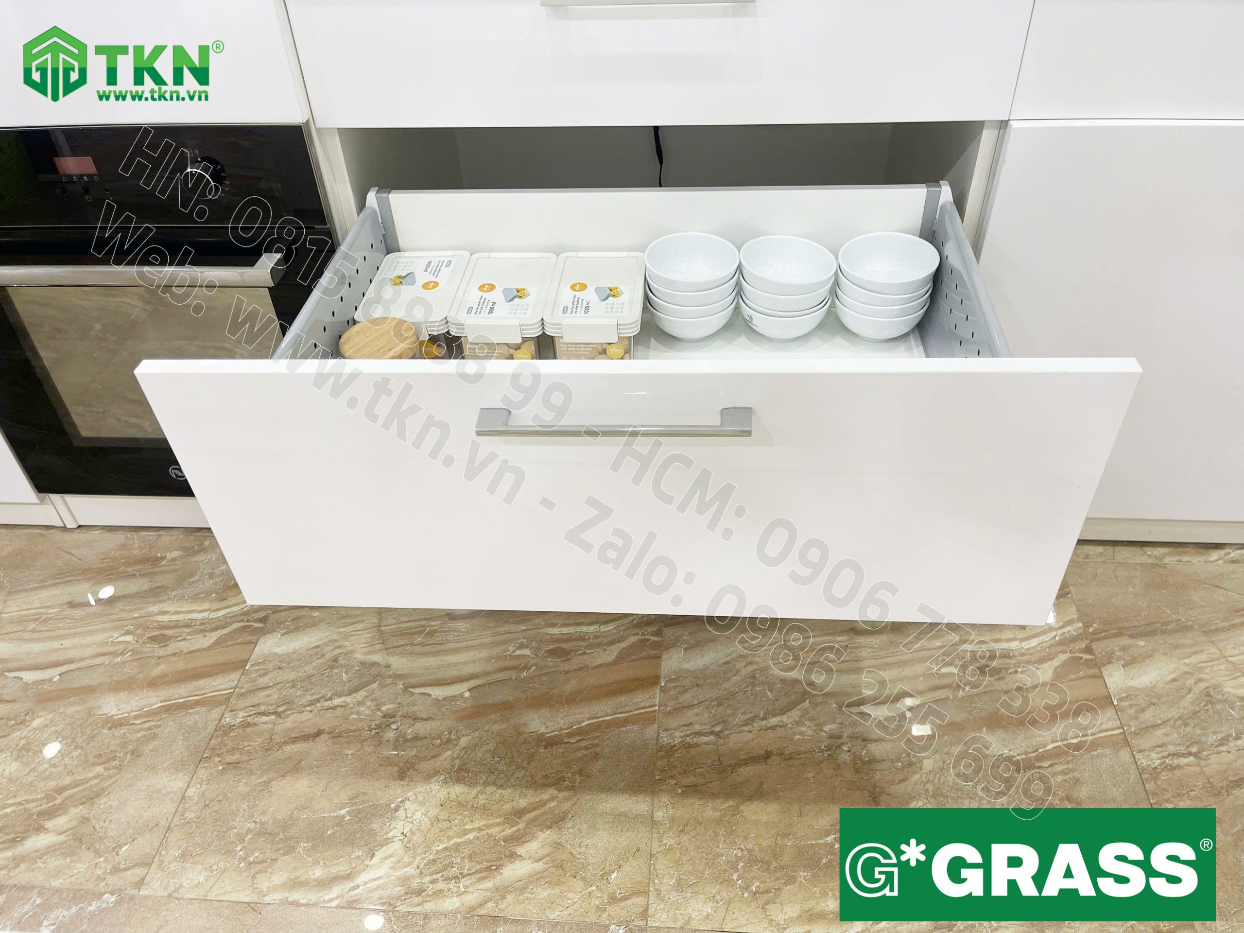 Ngăn kéo tủ bếp Grass DWD-XP 40kg vách thép nâng cấp Duowing XD.500AM 13