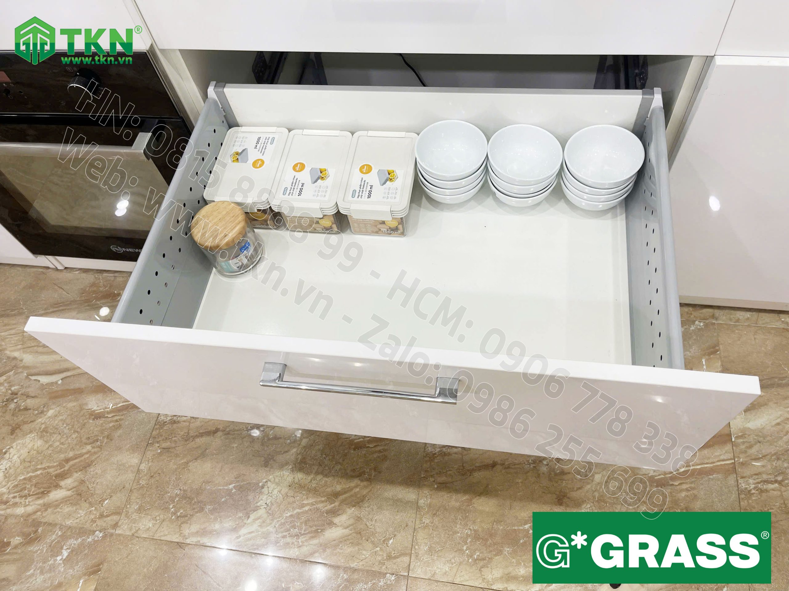 Ngăn kéo tủ bếp Grass DWD-XP 40kg vách thép nâng cấp Duowing XD.500AM 12