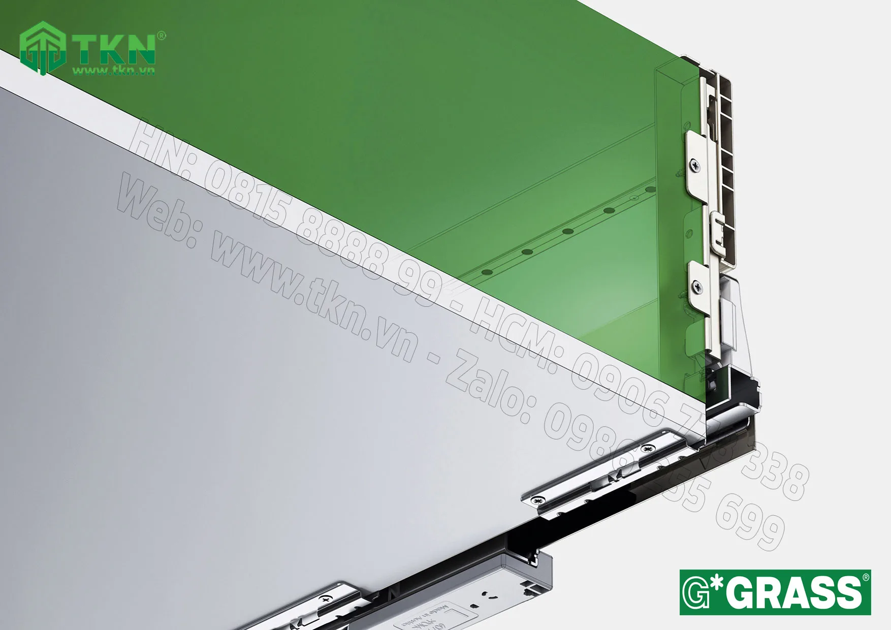 Ngăn kéo tủ bếp Grass DWD-XP 40kg vách inox nâng cấp Duowing XD.500SS 3