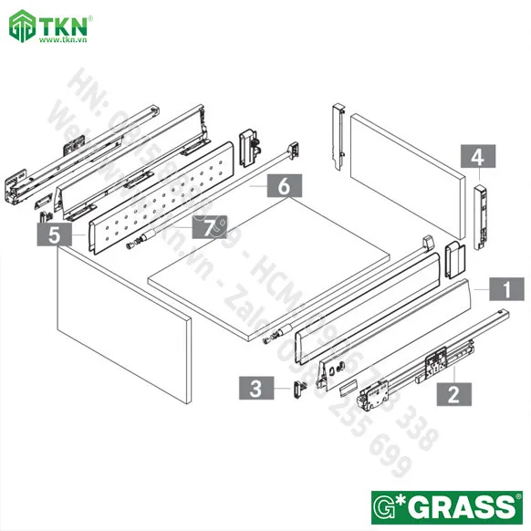 Ngăn kéo tủ bếp Grass DWD-XP 40kg vách thép nâng cấp Solowing XS.500AM 1