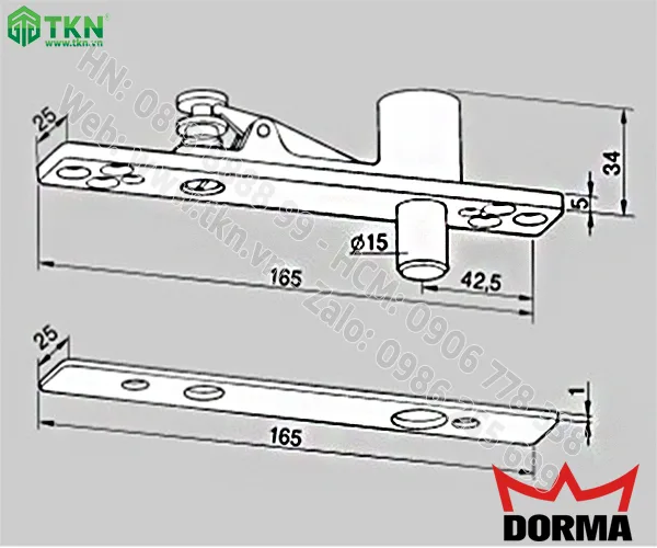 Khoá cửa tay gạt Dorma inox 316 đặc dài 165mm PT21