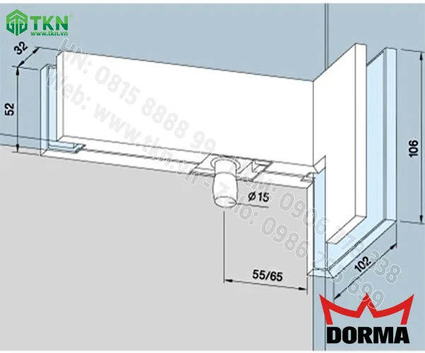 Kẹp kính bản lề sàn Dorma inox 304 PT42