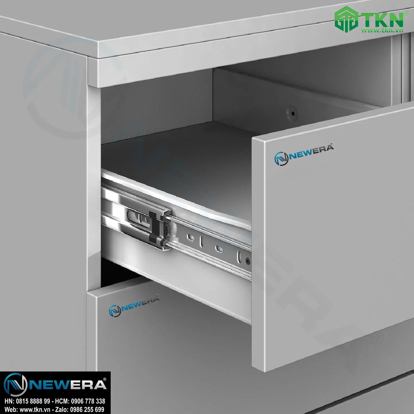 Ray trượt bi giảm chấn NewEra 3 tầng, 400mm NE4512.400S