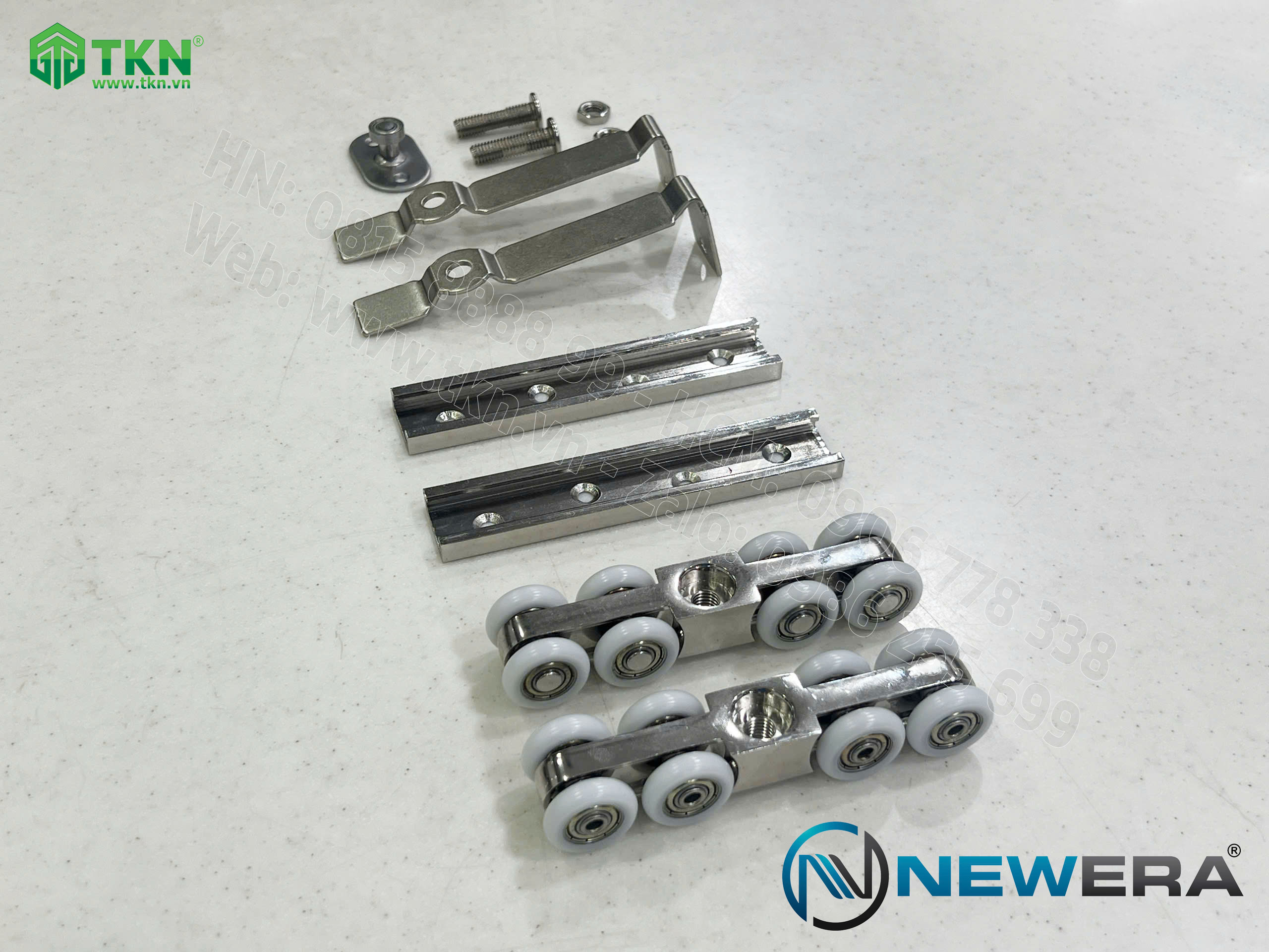 Phụ kiện cửa trượt lùa NewEra tải trọng 120kg/cánh NE119A 18