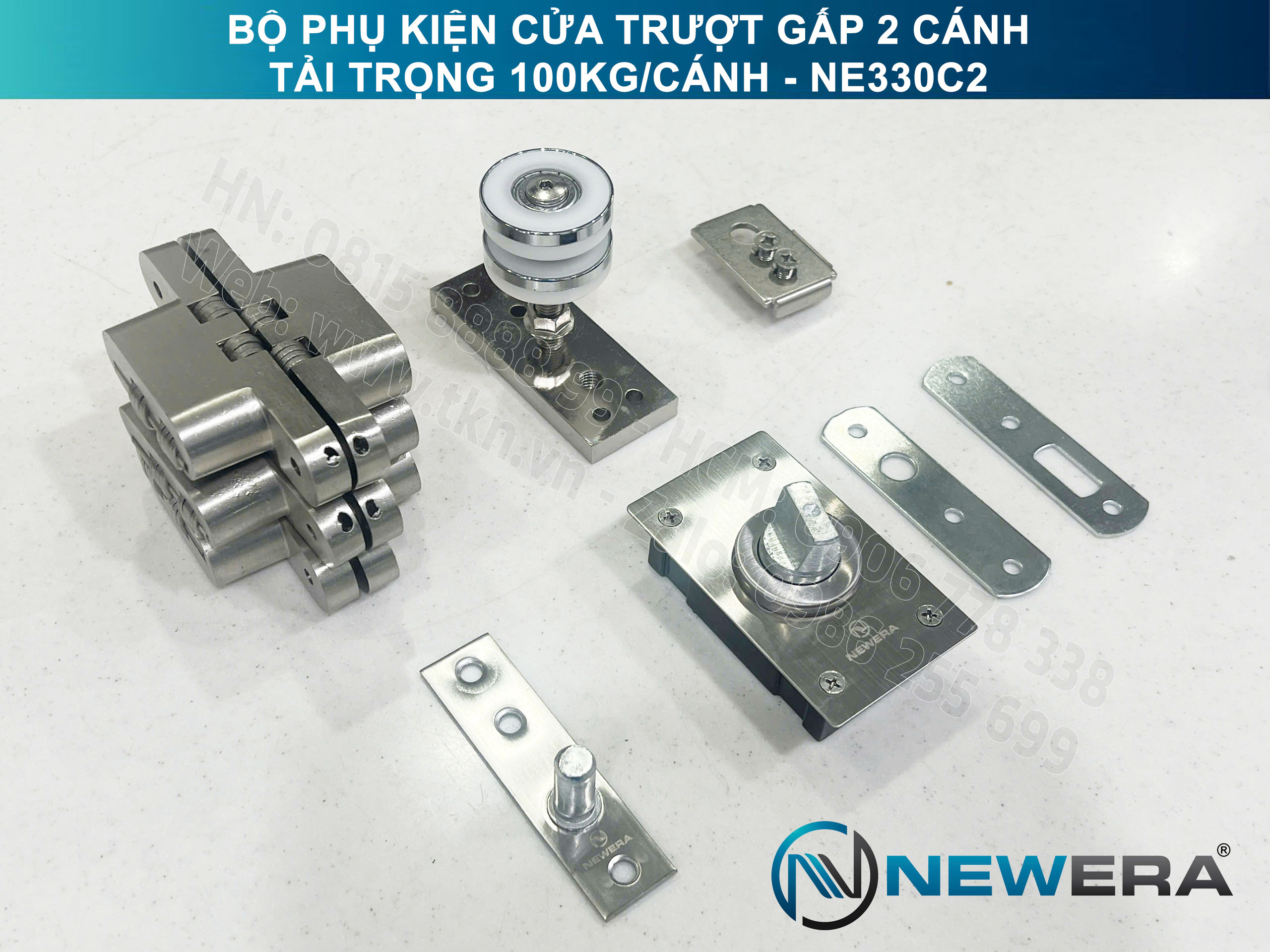 Phụ kiện cửa trượt gấp NewEra tải trọng 100kg/cánh NE330C2 1