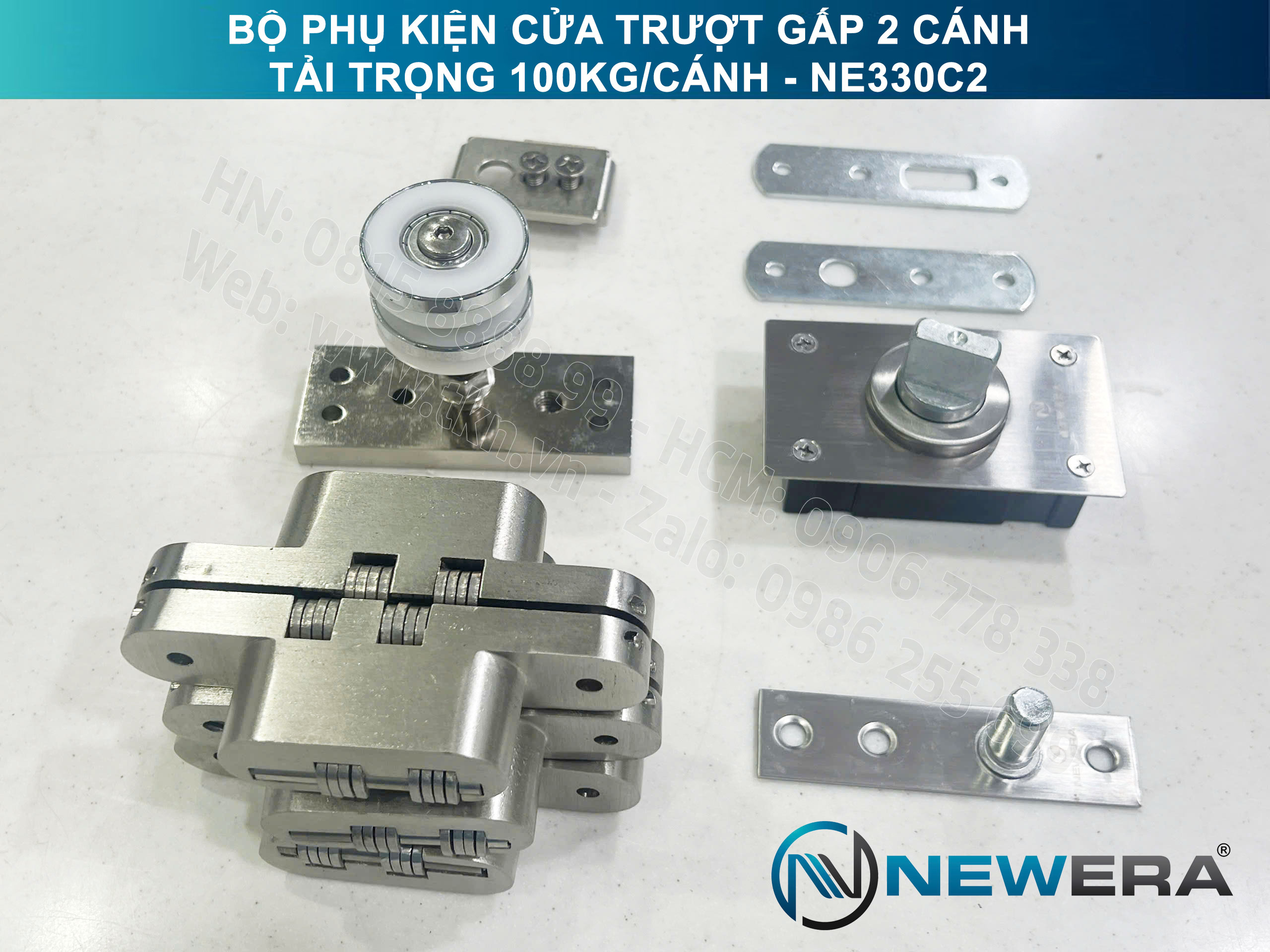 Phụ kiện cửa trượt gấp NewEra tải trọng 100kg/cánh NE330C2 2