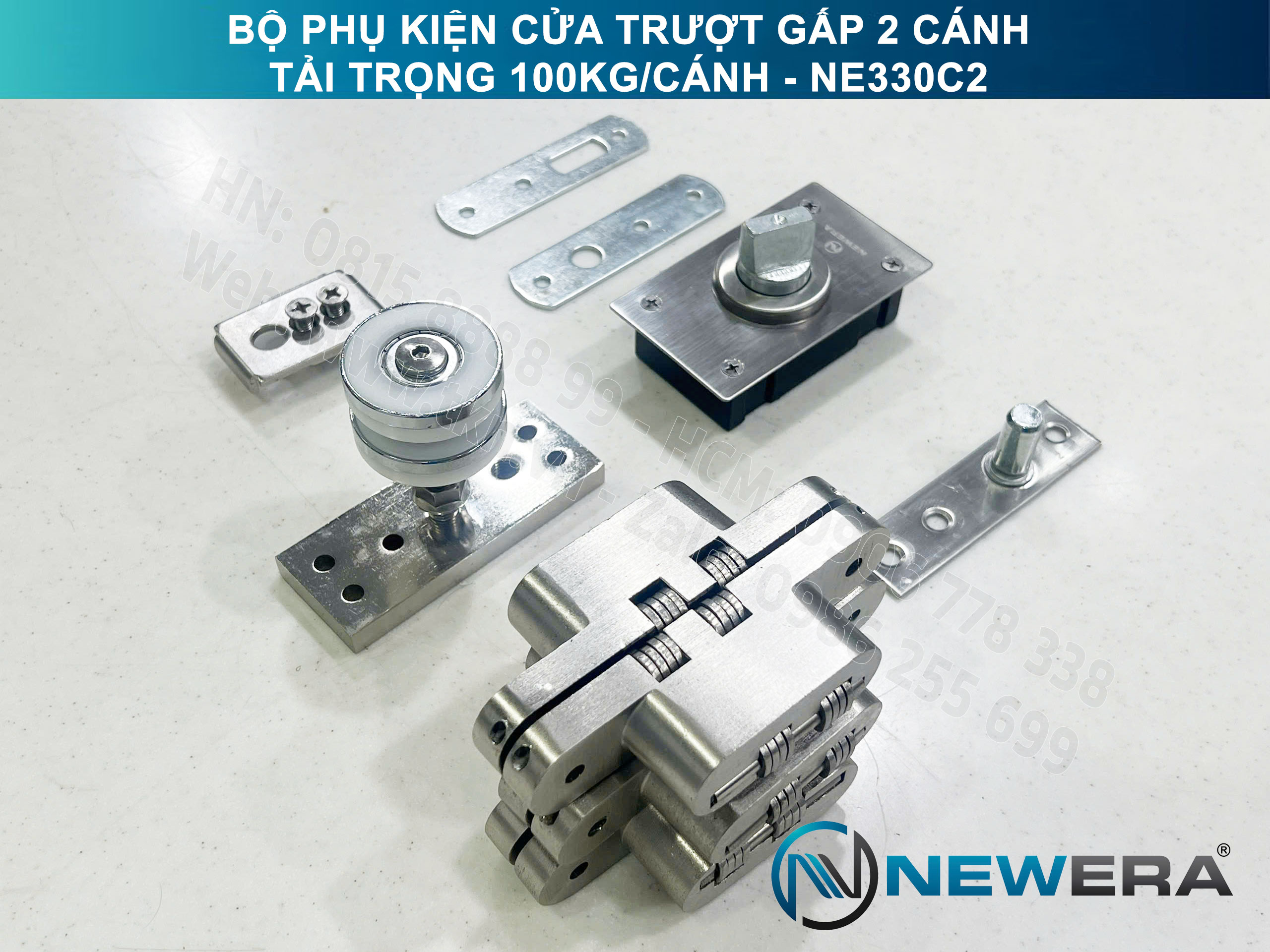 Phụ kiện cửa trượt gấp NewEra tải trọng 100kg/cánh NE330C2 3