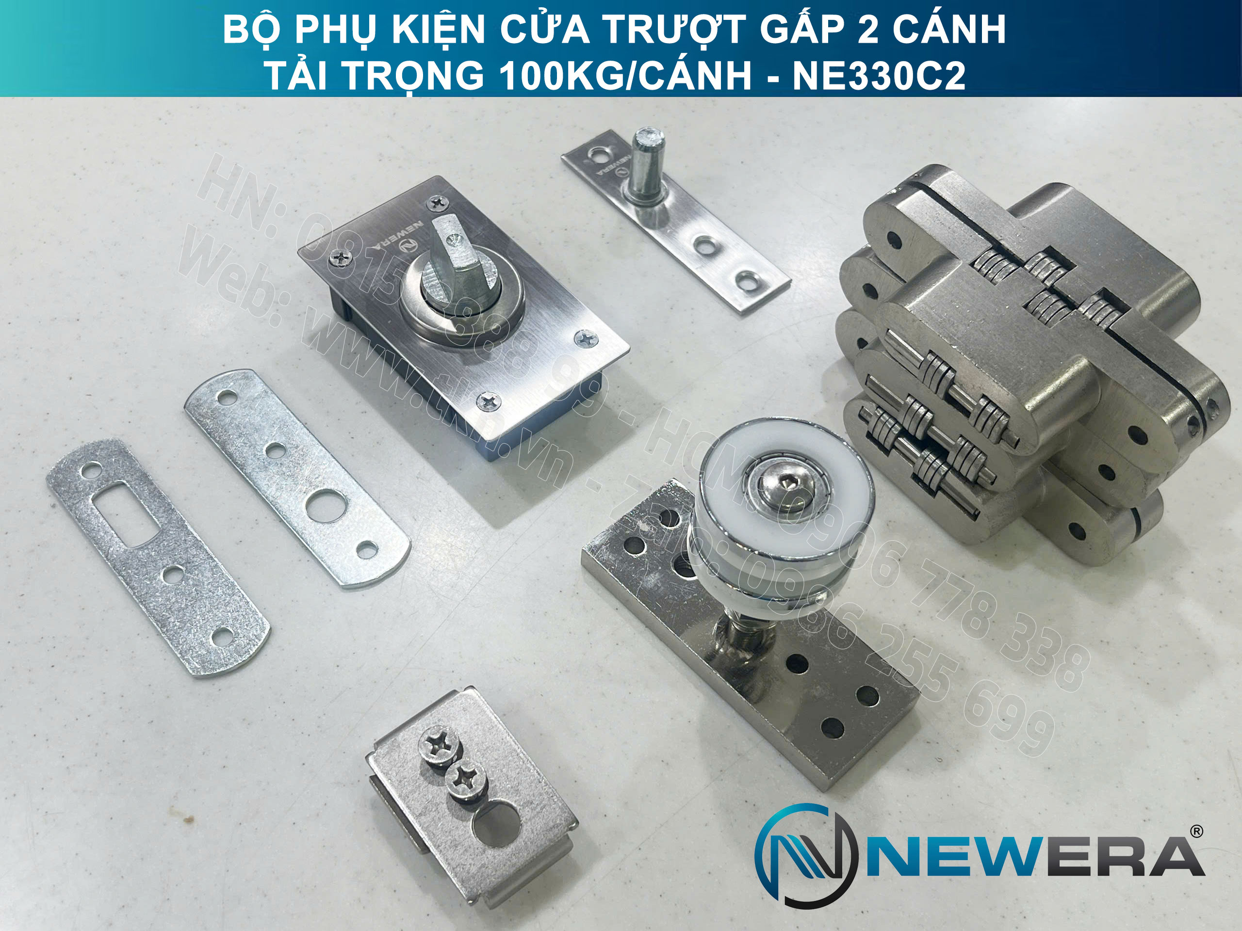 Phụ kiện cửa trượt gấp NewEra tải trọng 100kg/cánh NE330C2 4