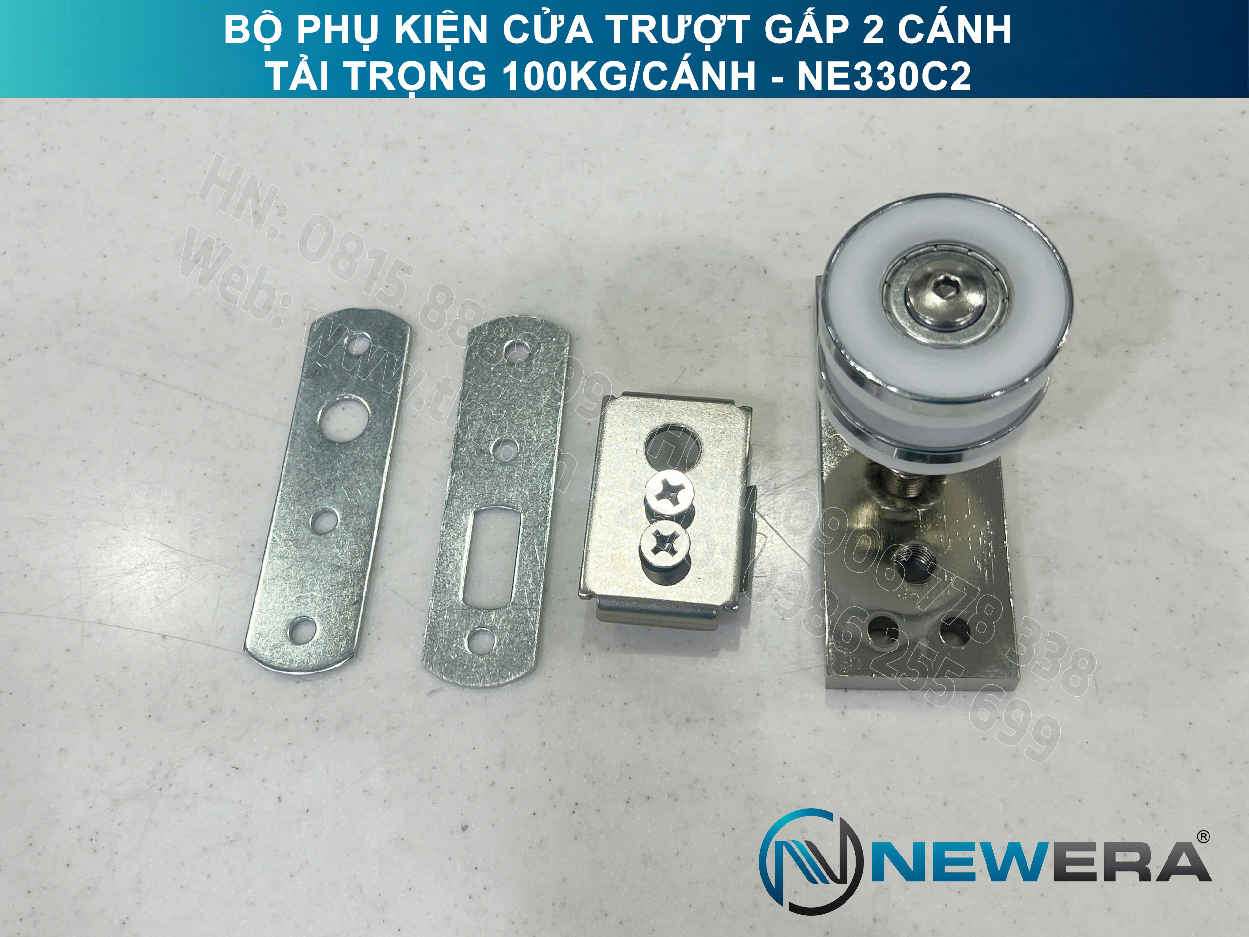 Phụ kiện cửa trượt gấp NewEra tải trọng 100kg/cánh NE330C2 8