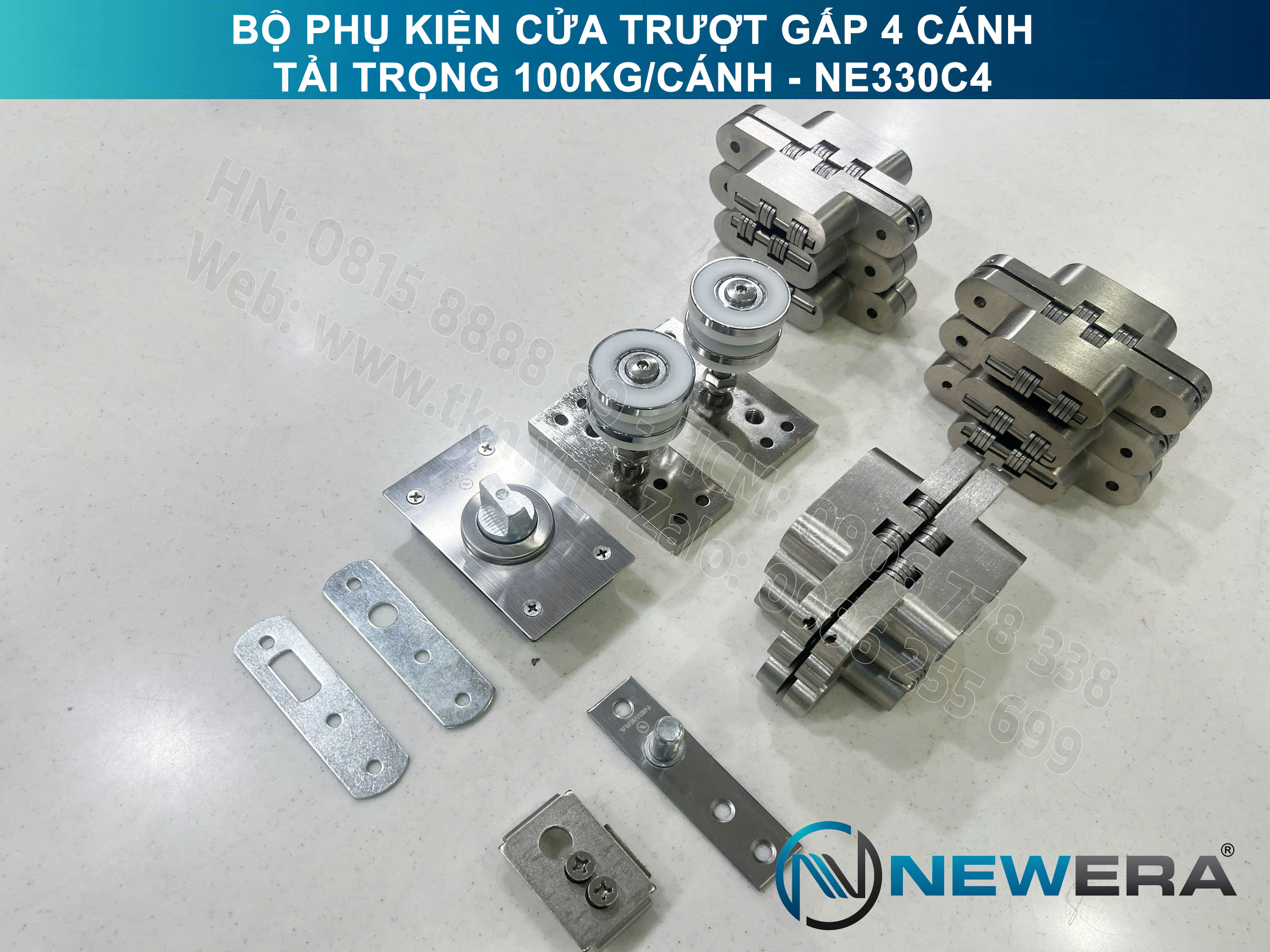 Phụ kiện cửa trượt gấp NewEra tải trọng 100kg/cánh NE330C4 2
