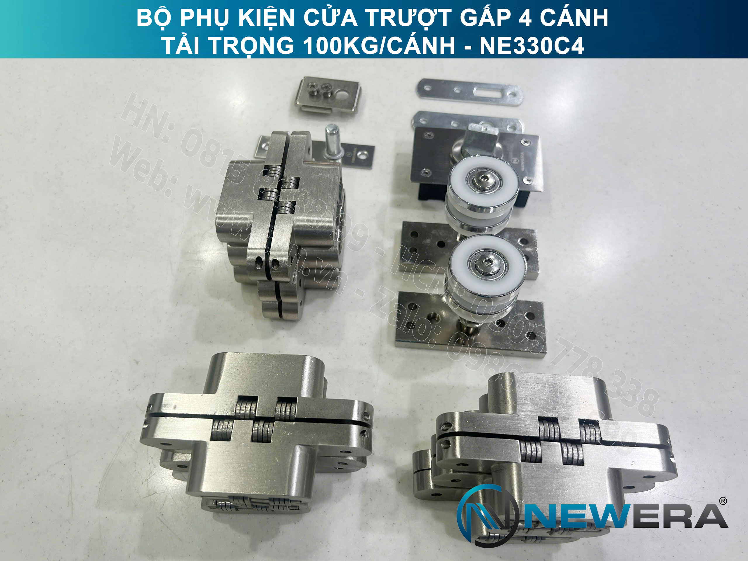Phụ kiện cửa trượt gấp NewEra tải trọng 100kg/cánh NE330C4 3