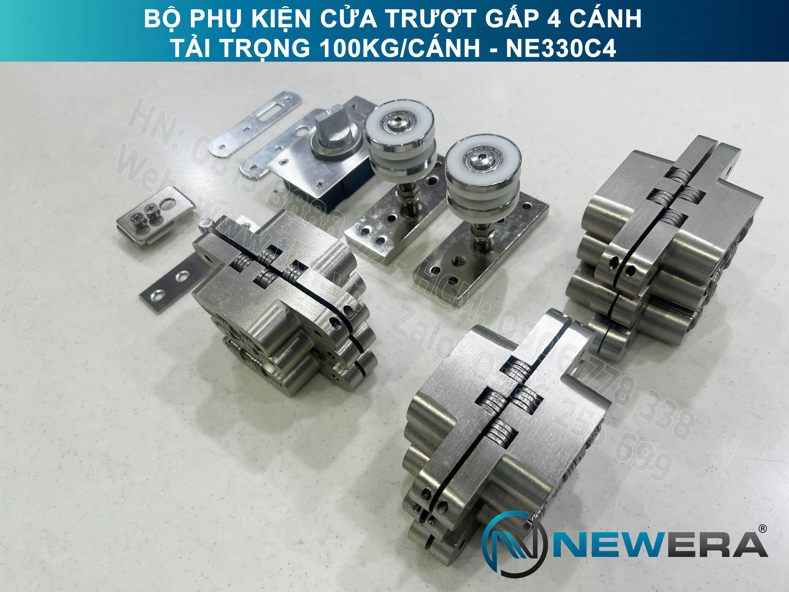 Phụ kiện cửa trượt gấp NewEra tải trọng 100kg/cánh NE330C4 4